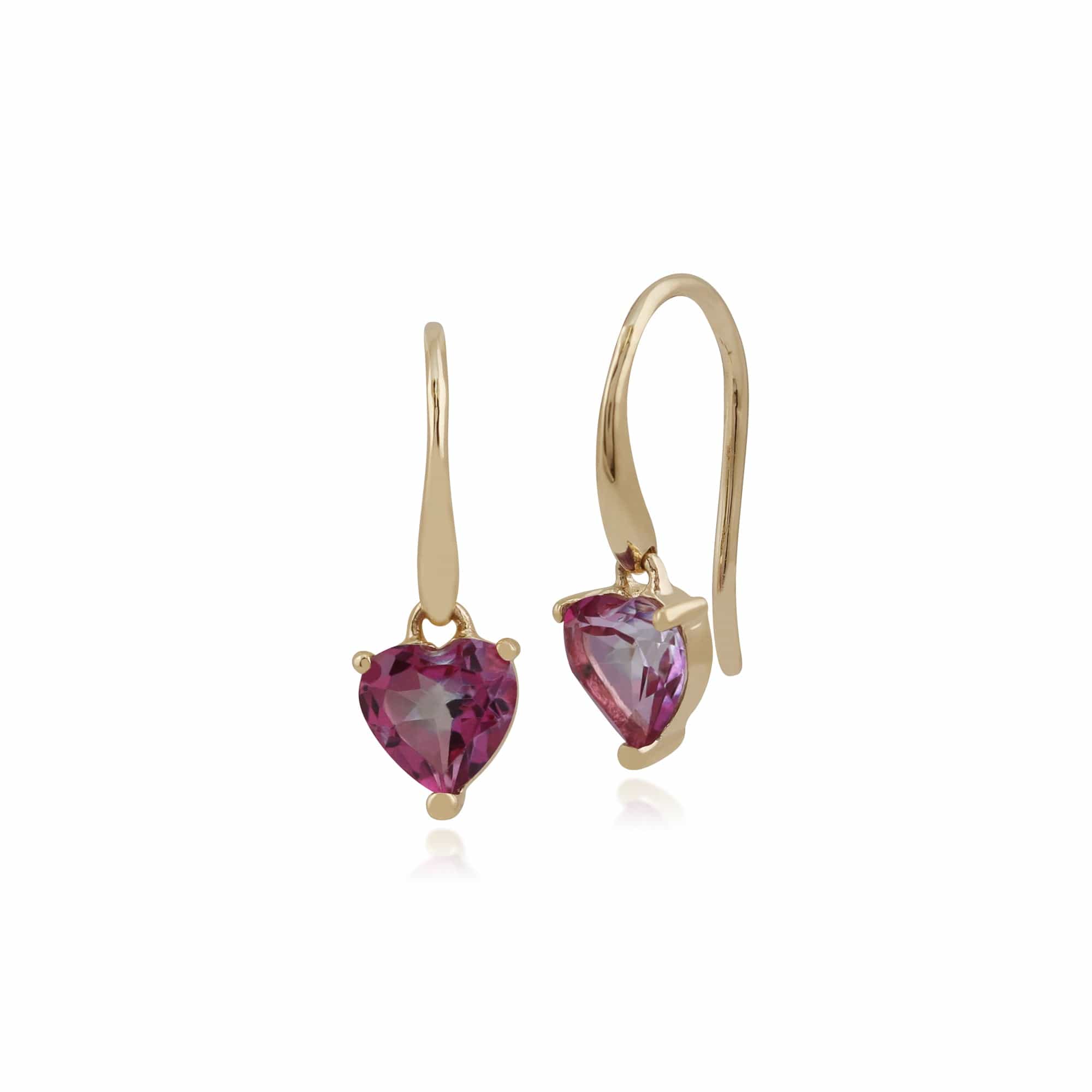 Gemondo 9ct Yellow Gold 1.20ct Pink Topaz Heart Drop Earrings Image