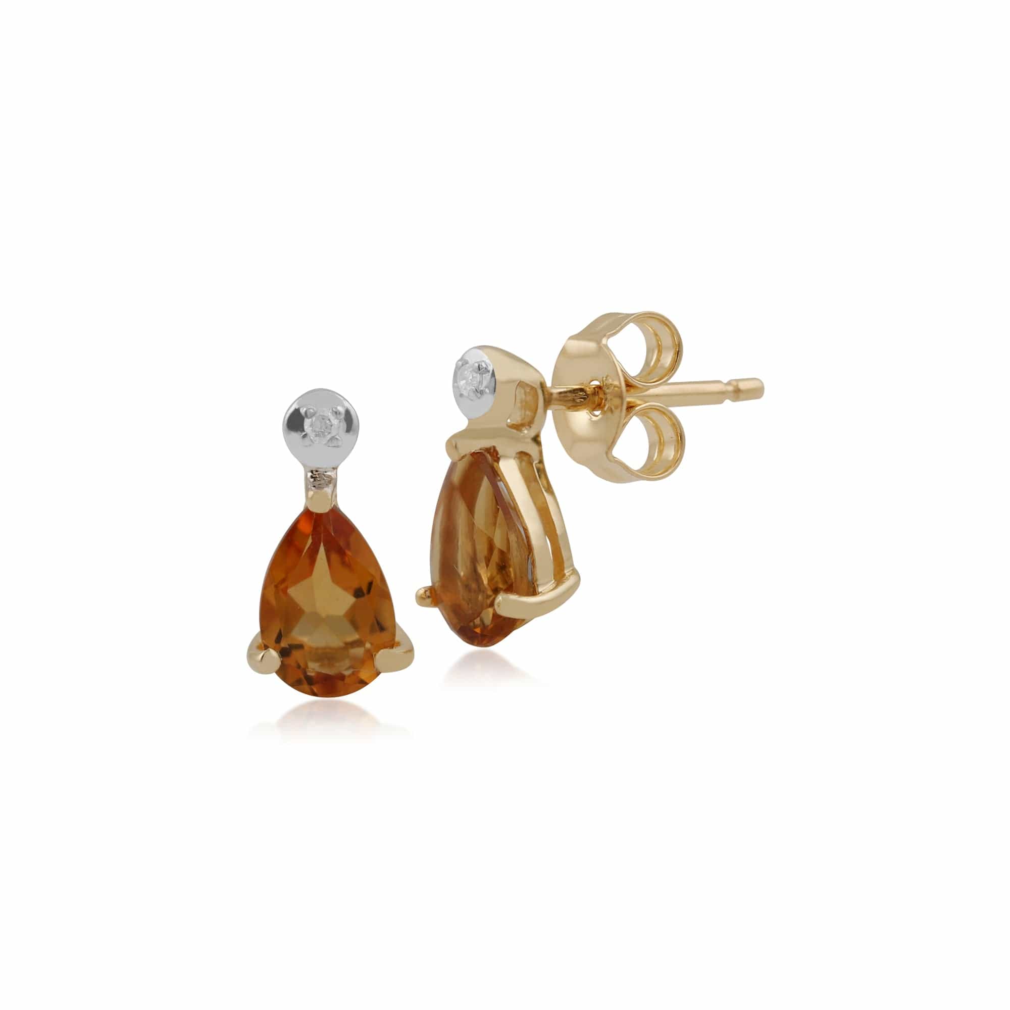 Classic Pear Citrine & Diamond Drop Earrings in 9ct Yellow Gold - Gemondo