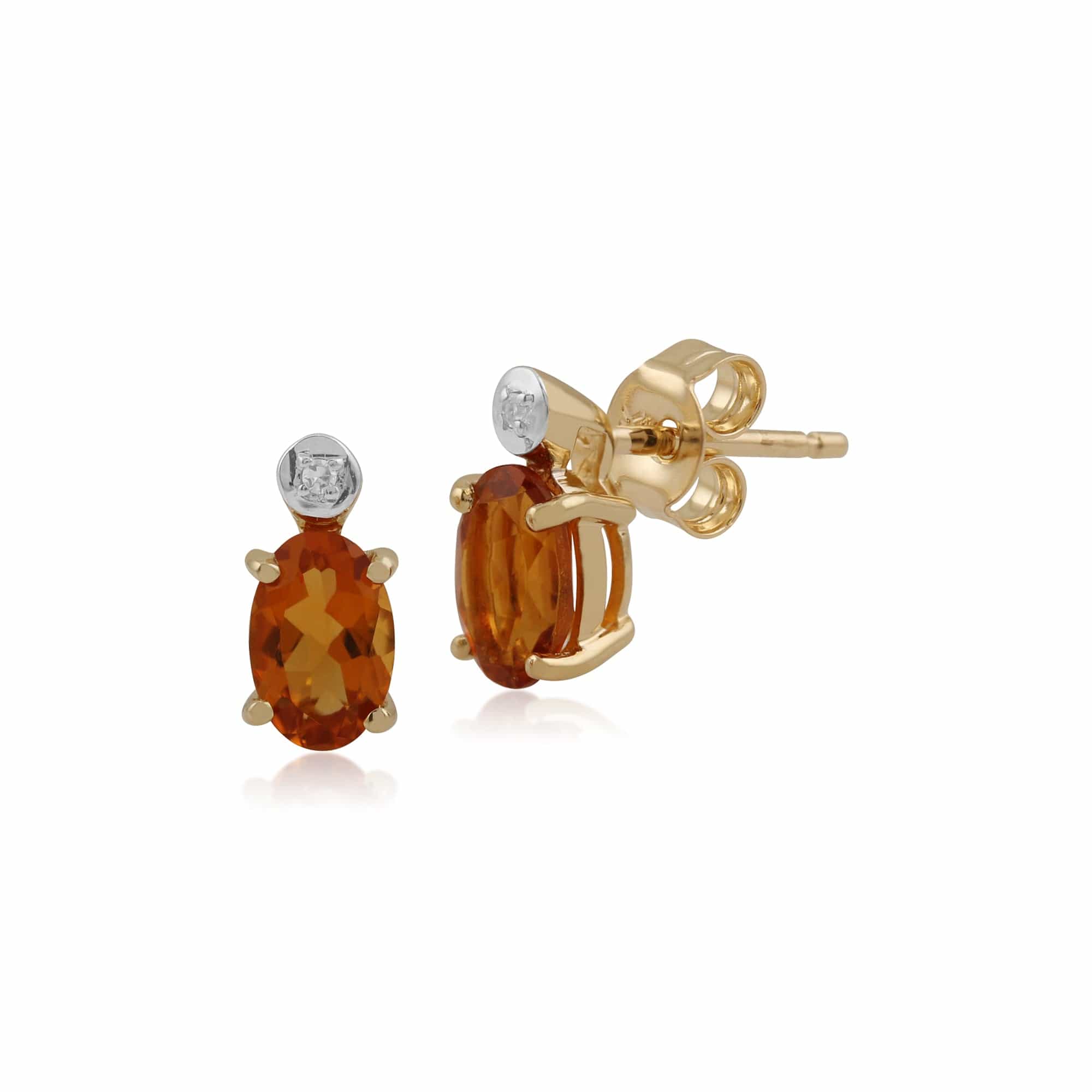 Gemondo 9ct Yellow Gold 0.80ct Citrine & Diamond Oval Stud Earrings Image