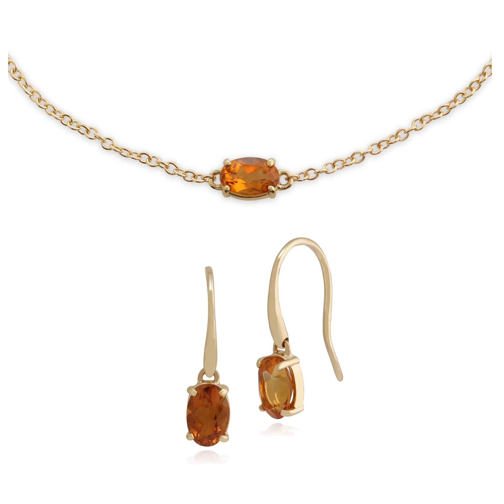 Classic Citrine Single Stone Drop Earrings & Bracelet Set Image 1
