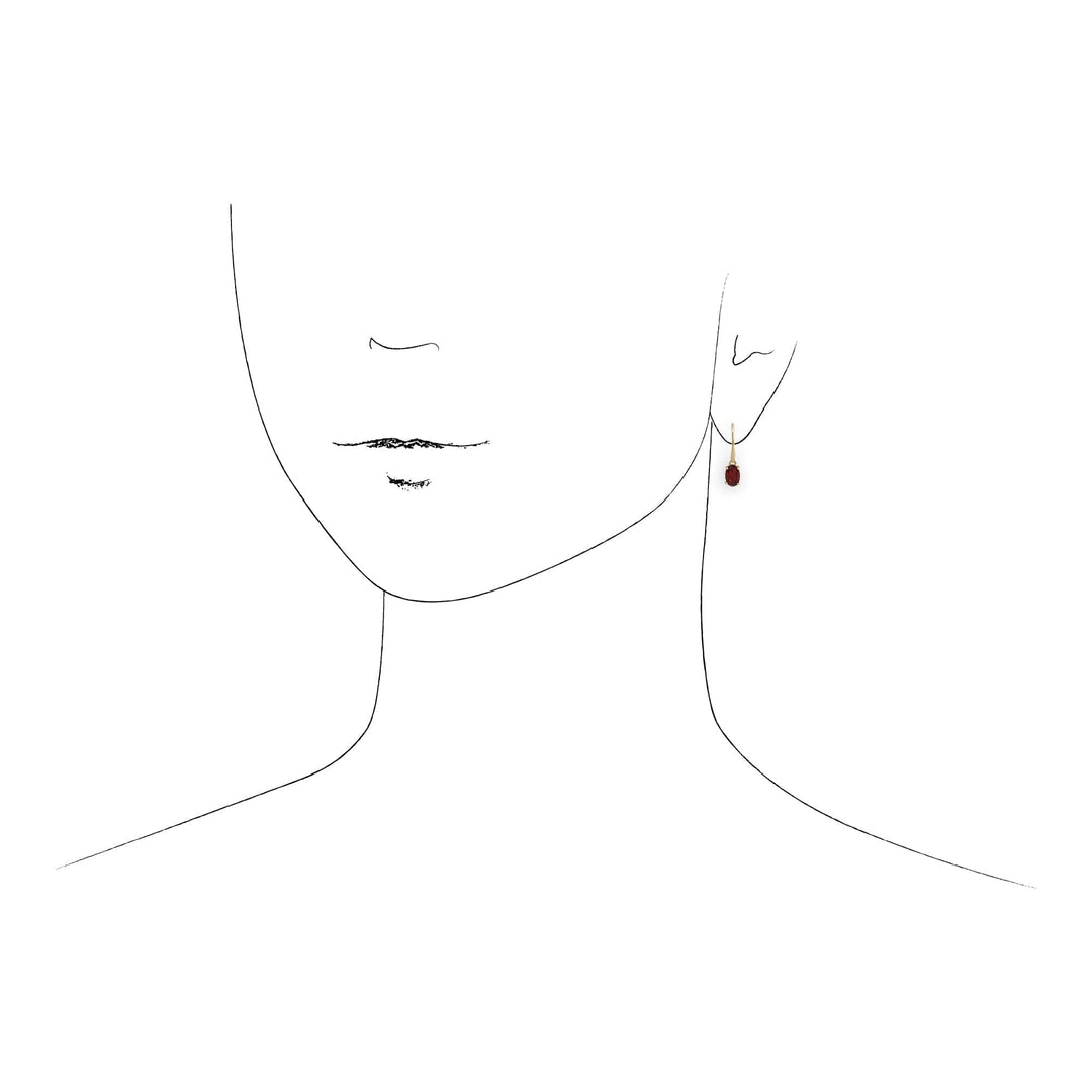 135E1289079 Classic Oval Garnet Drop Earrings in 9ct Yellow Gold 3