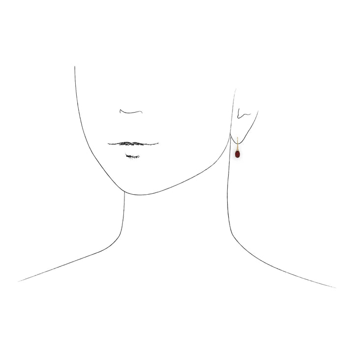 135E1289079 Classic Oval Garnet Drop Earrings in 9ct Yellow Gold 3