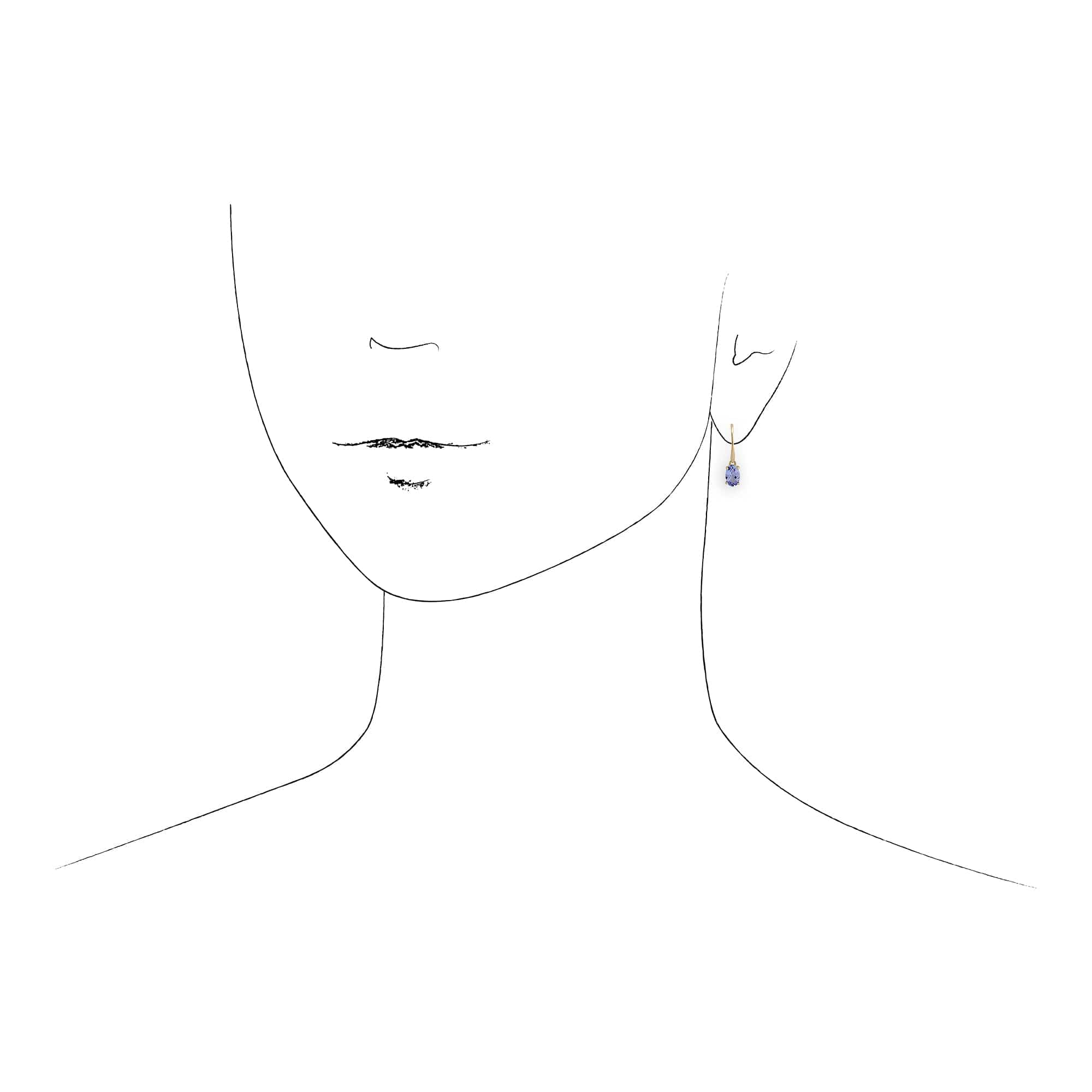 Classic Oval Tanzanite Hook Drop Earrings in 9ct Yellow Gold - Gemondo