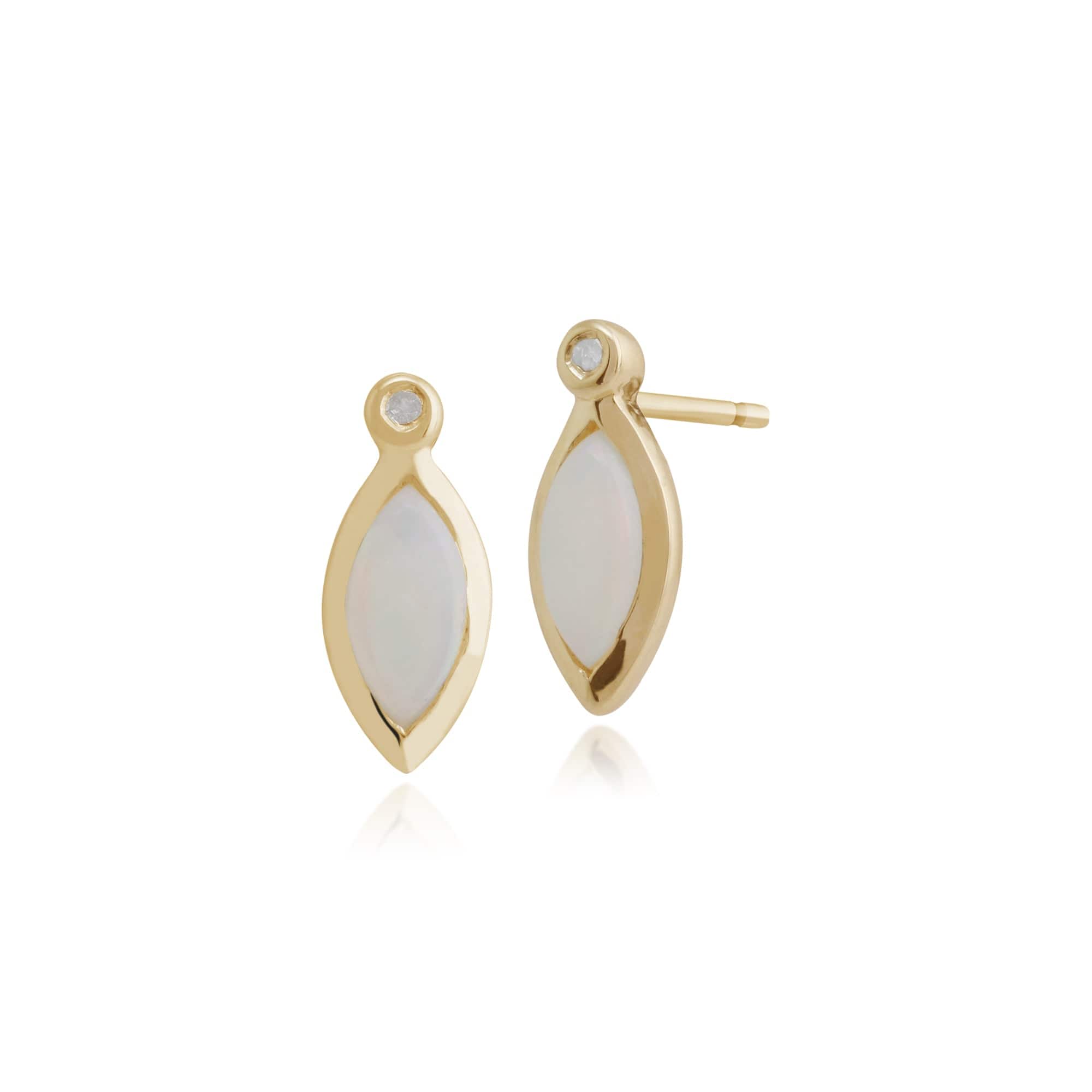 Classic Marquise Opal Cabochon Drop Earrings & Ring Set in 9ct Yellow Gold - Gemondo