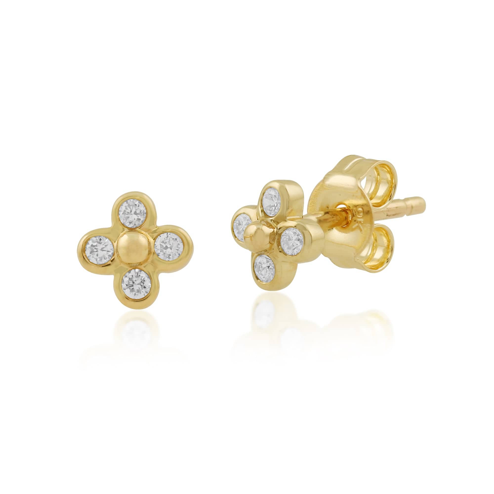 Gemondo 9ct Yellow Gold 8pt Diamond Floral Stud Earrings Image