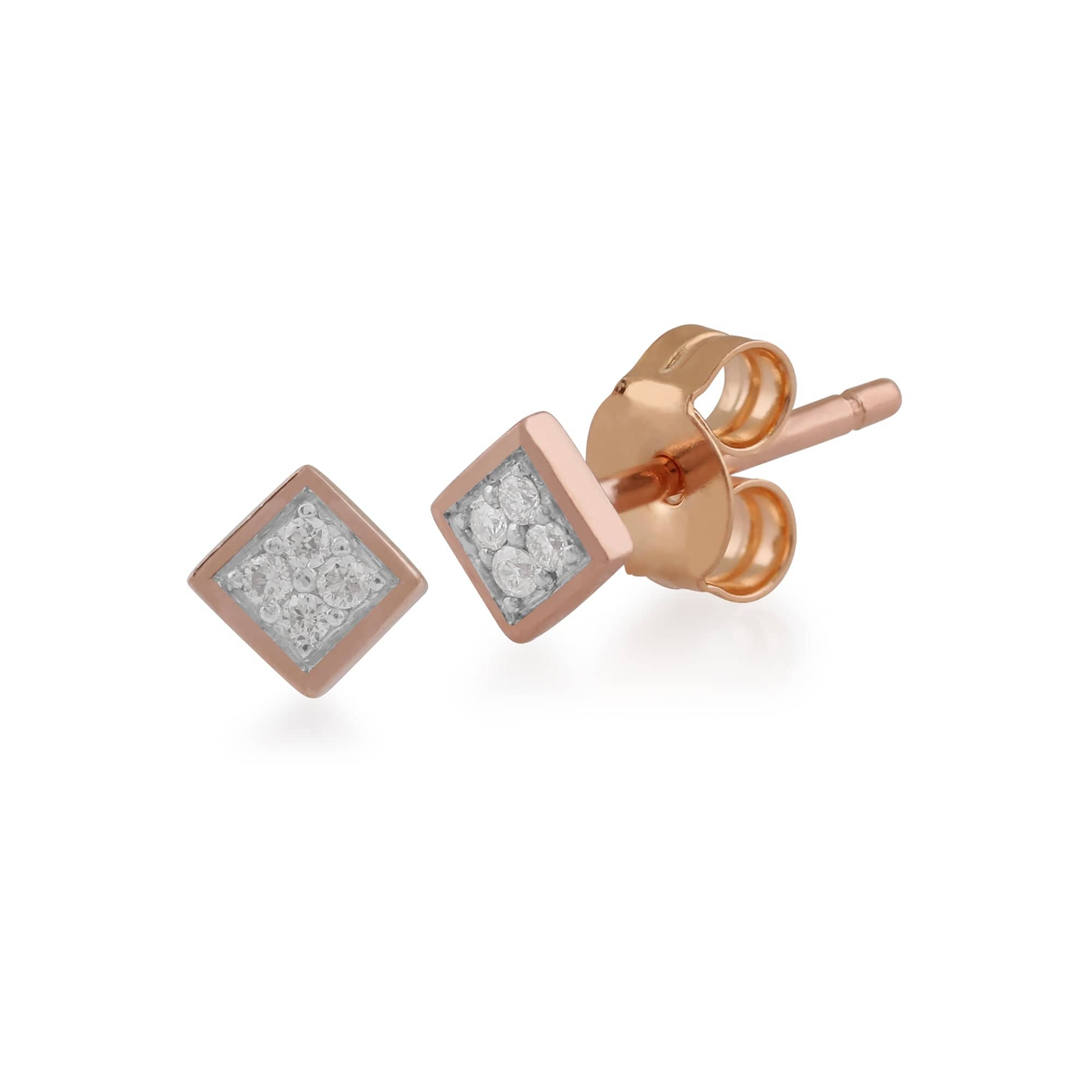 Gemondo 9ct Rose Gold 3pt Diamond Square Stud Earrings Image