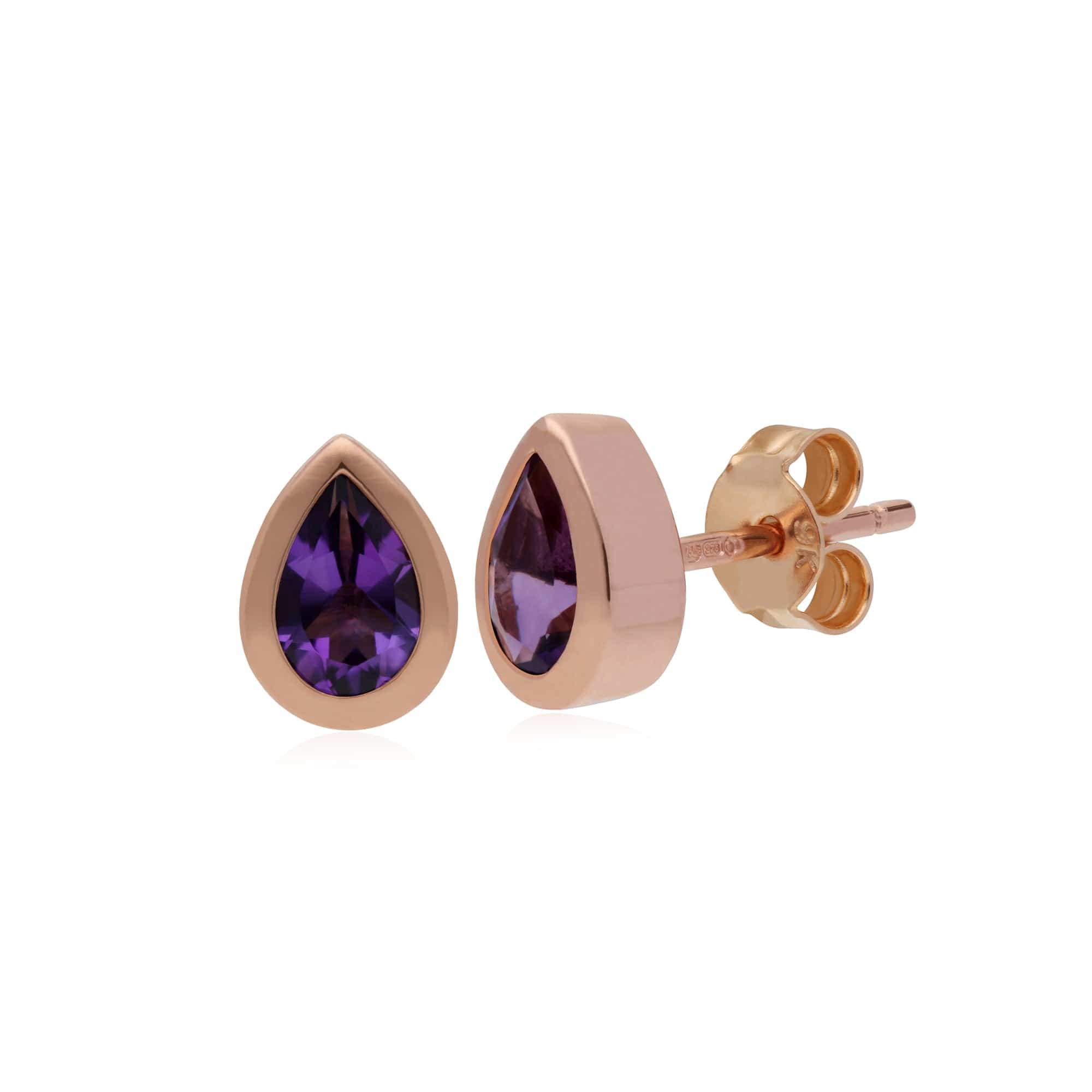 Gemondo 9ct Rose Gold Amethyst Classic Pear Stud Earrings - Gemondo