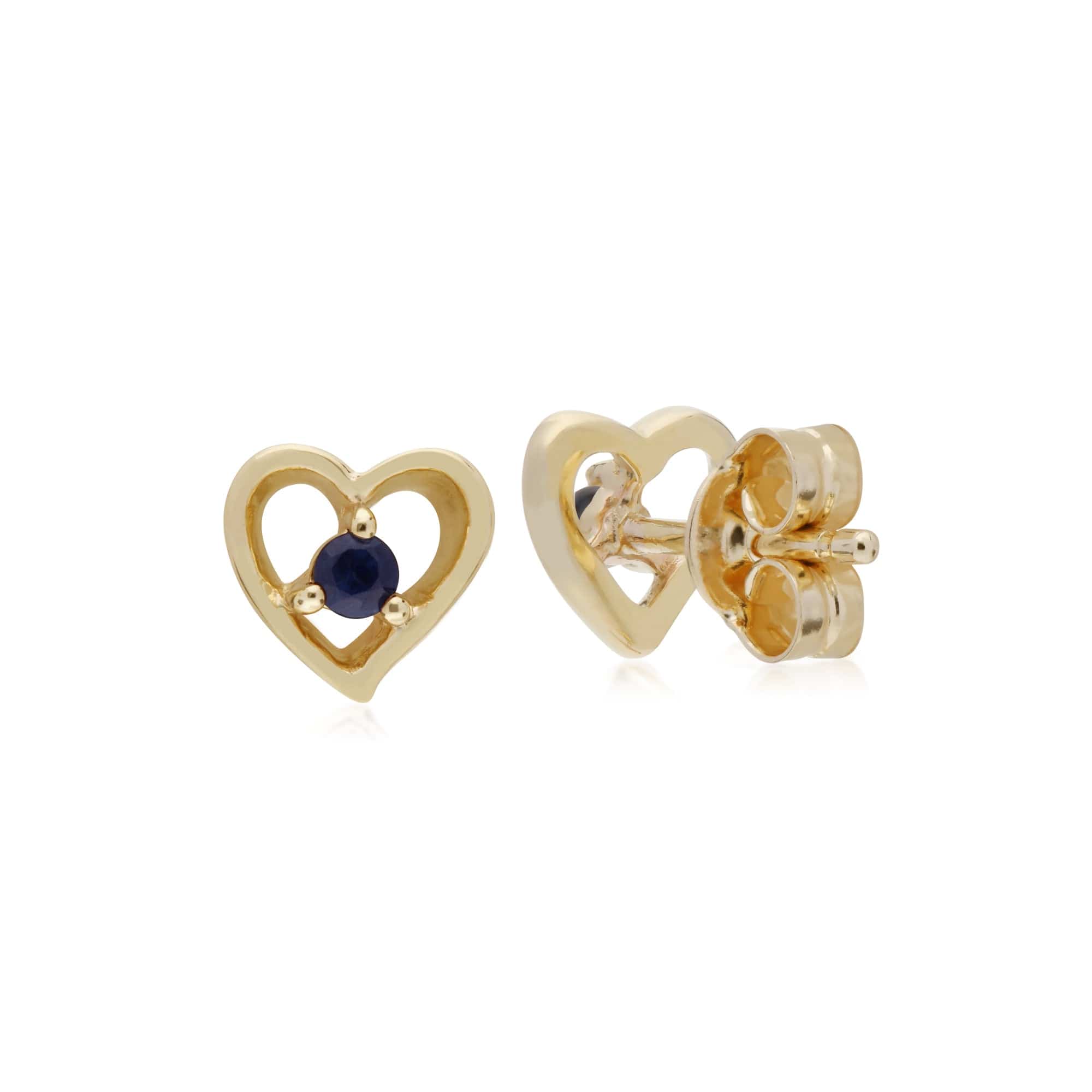Gemondo 9ct Yellow Gold Sapphire Single Stone Heart Stud Earrings - Gemondo