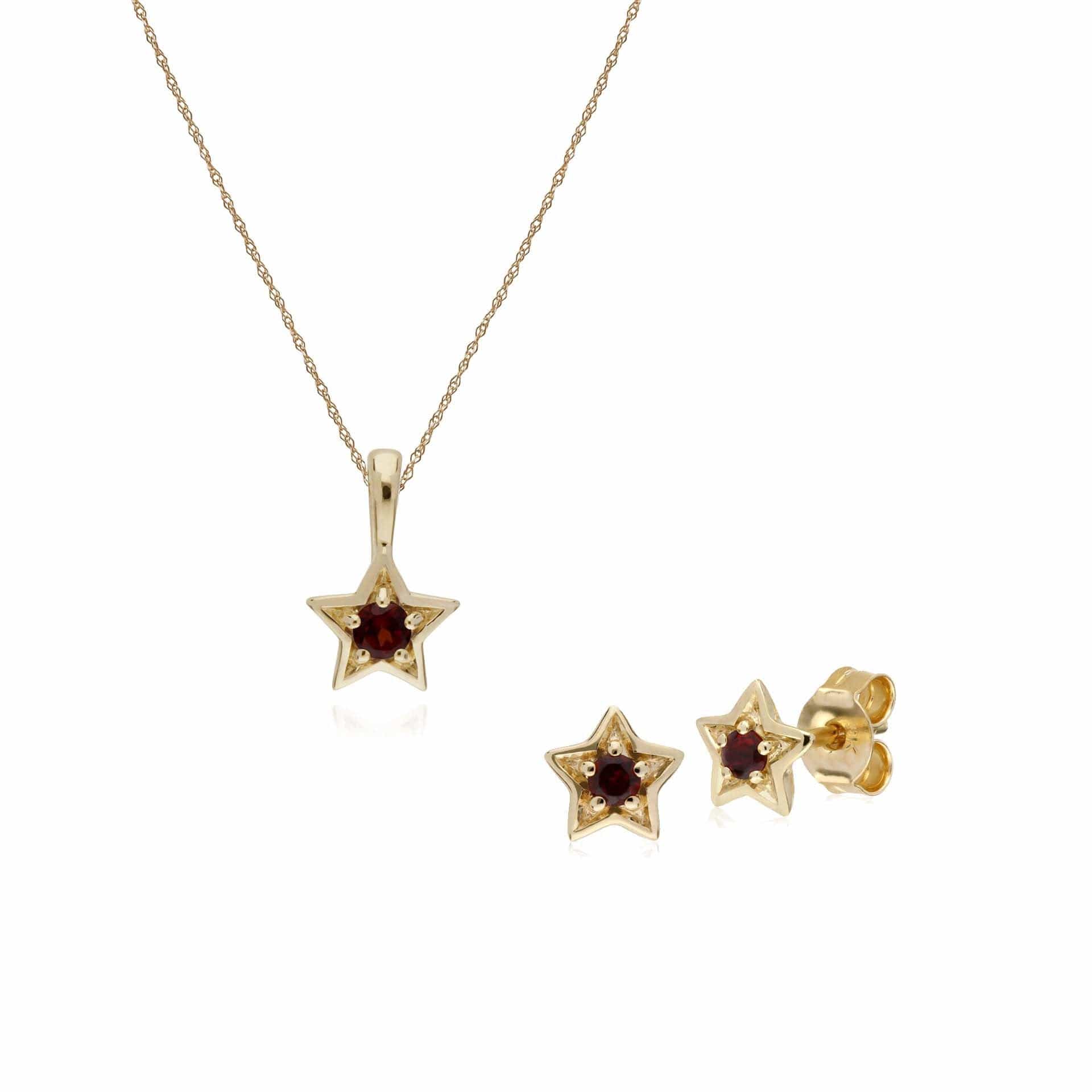 Contemporary Garnet Star Earrings & Necklace Set Image 1