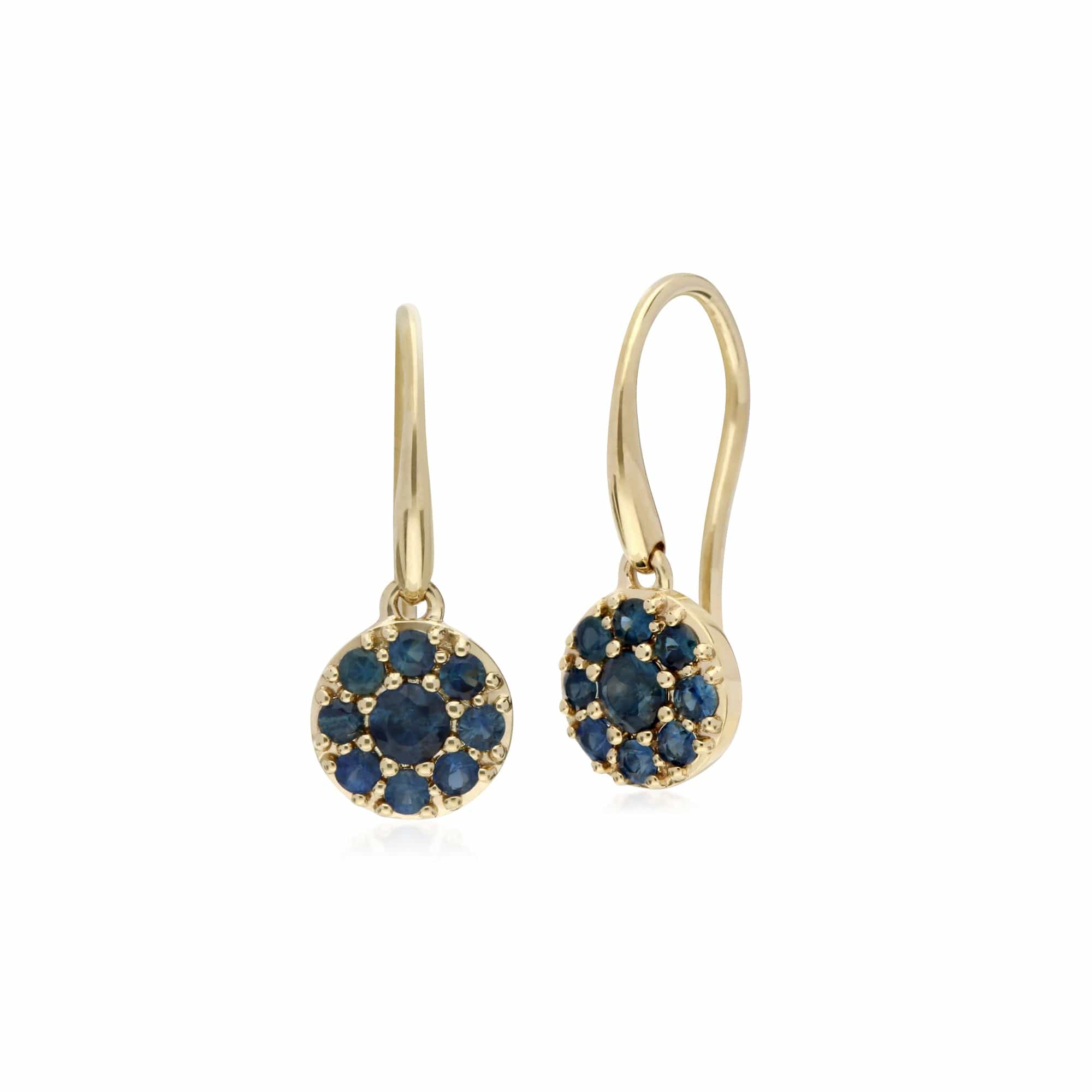 Classic Sapphire Cluster Drop Earrings & Pendant Set Image 2