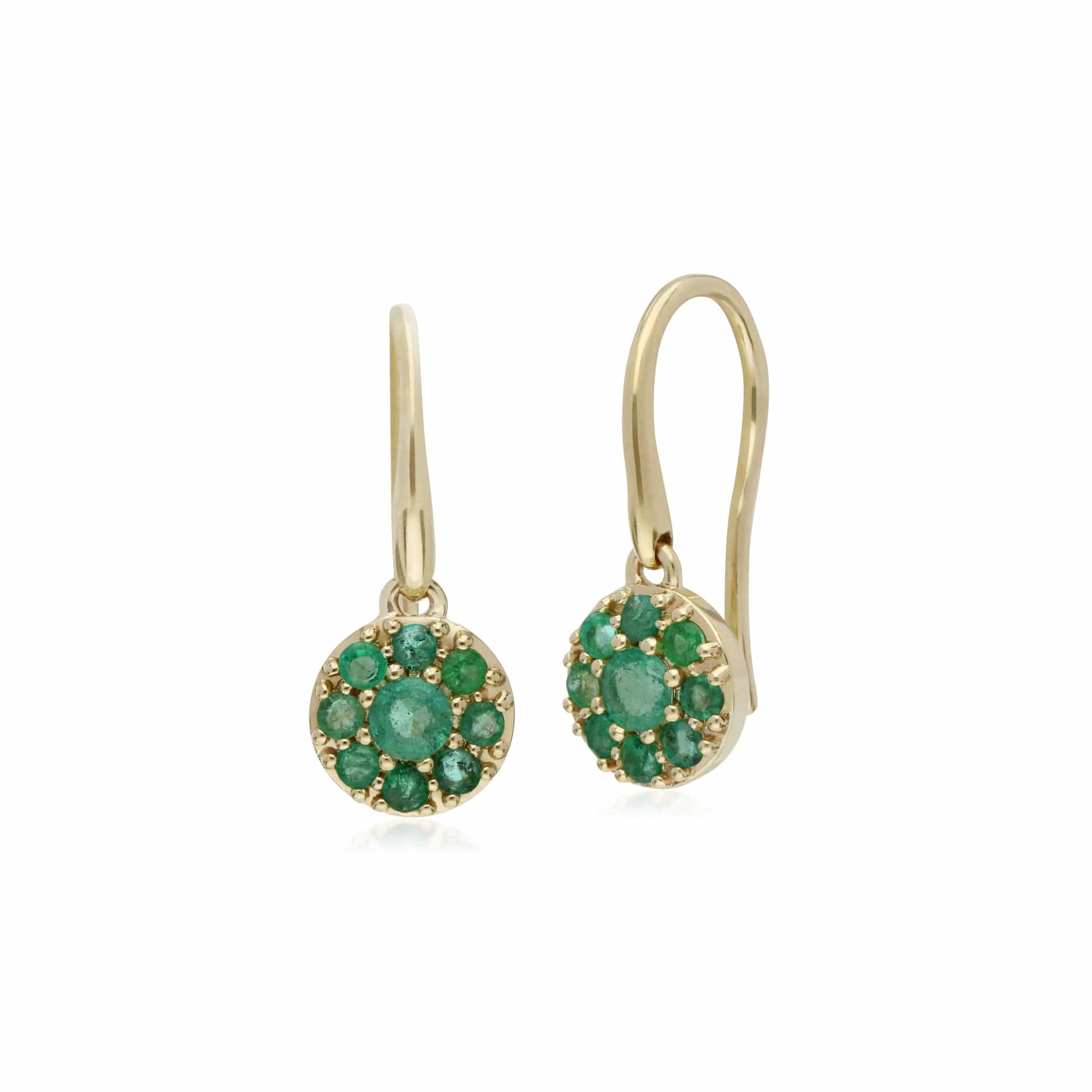 Classic Emerald Cluster Drop Earrings & Pendant Set Image 2
