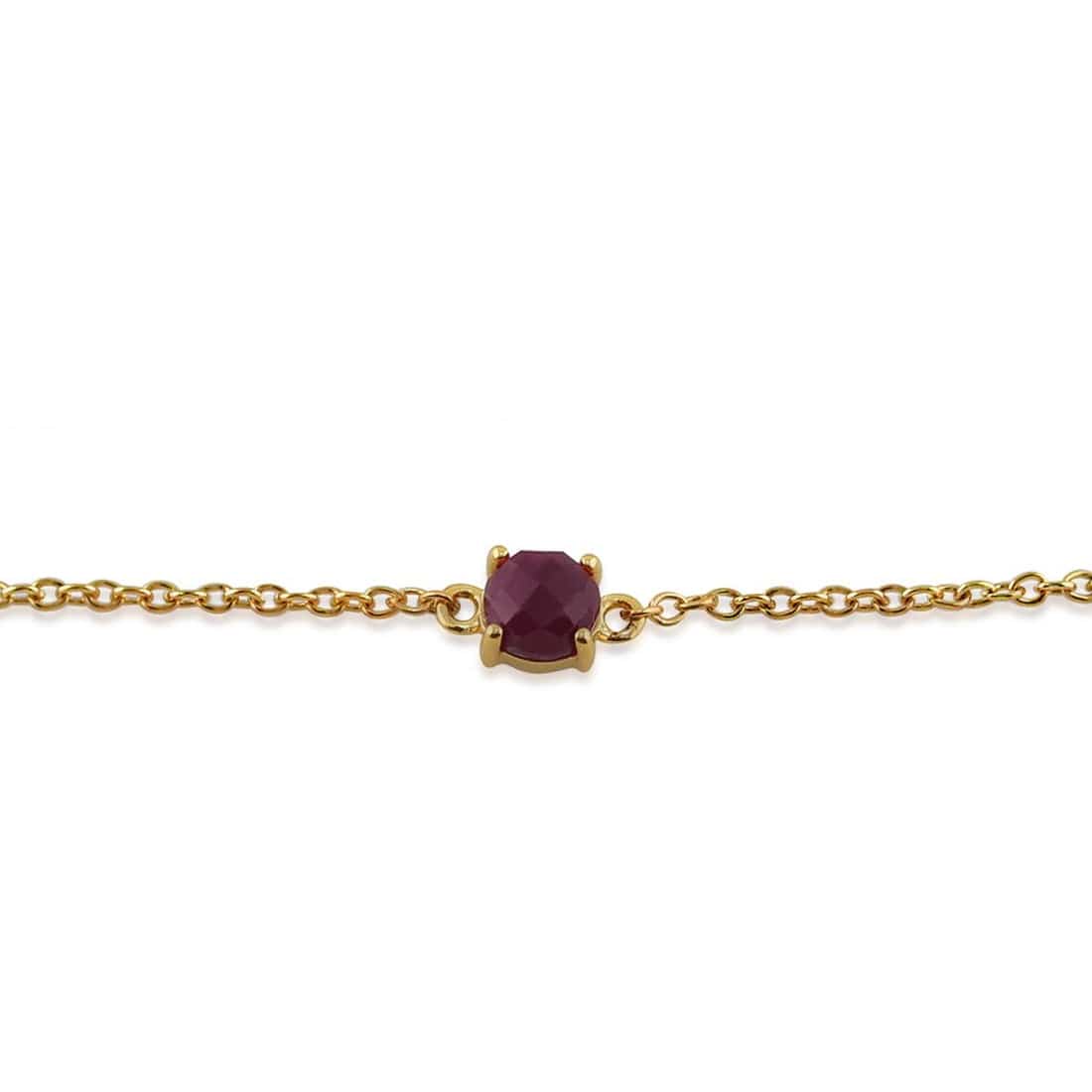 Classic Round Ruby Checkerboard Bracelet in 9ct Yellow Gold - Gemondo