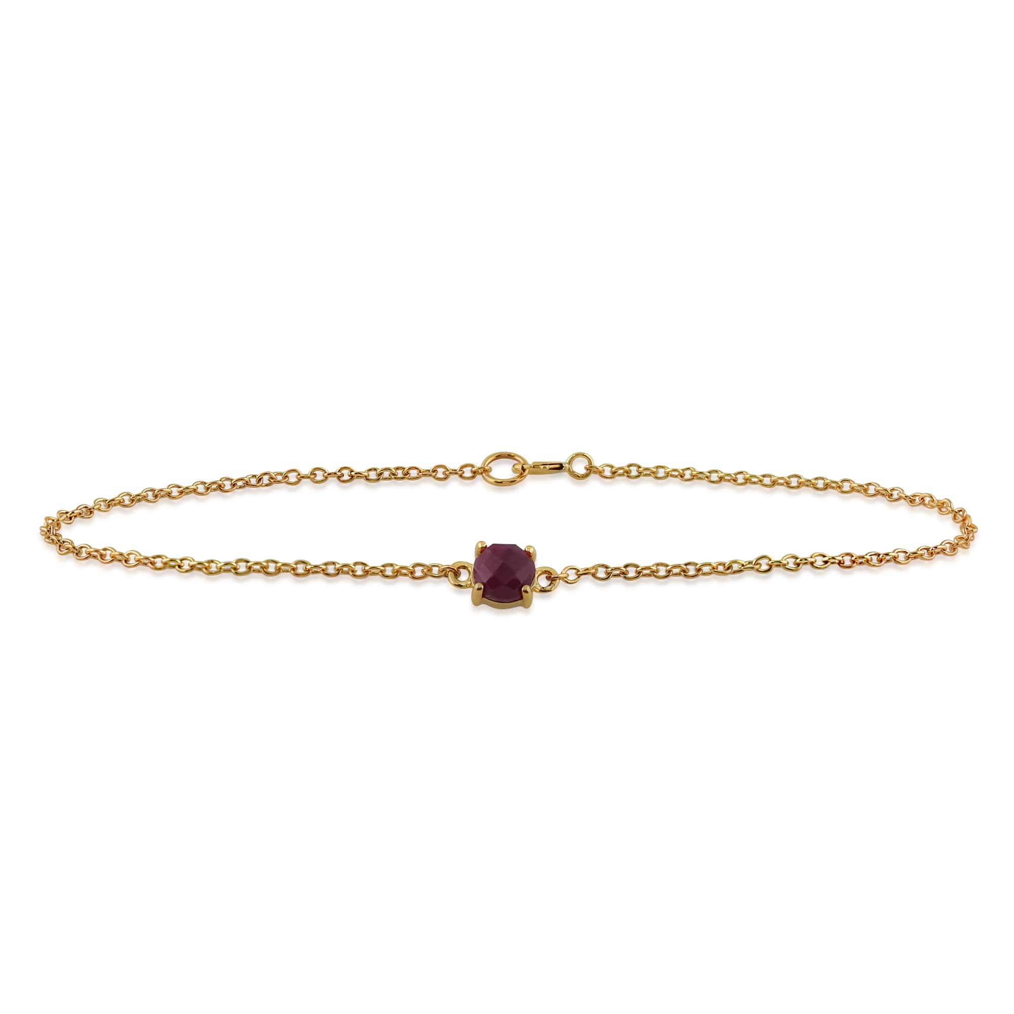 Classic Round Ruby Checkerboard Bracelet in 9ct Yellow Gold - Gemondo