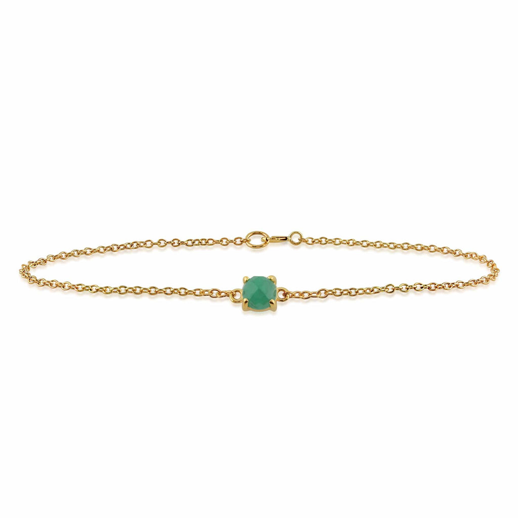 Classic Round Emerald Checkerboard Bracelet 9ct Yellow Gold