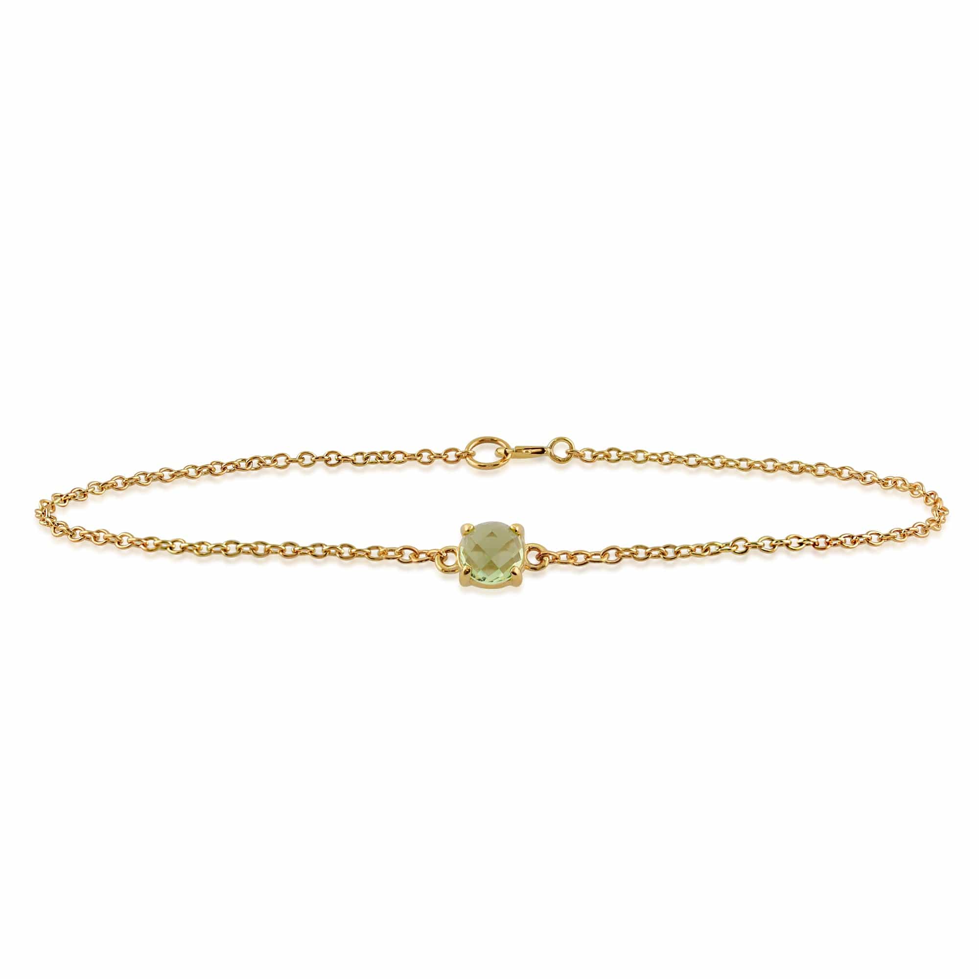 Classic Round Peridot Checkerboard Bracelet in 9ct Yellow Gold - Gemondo