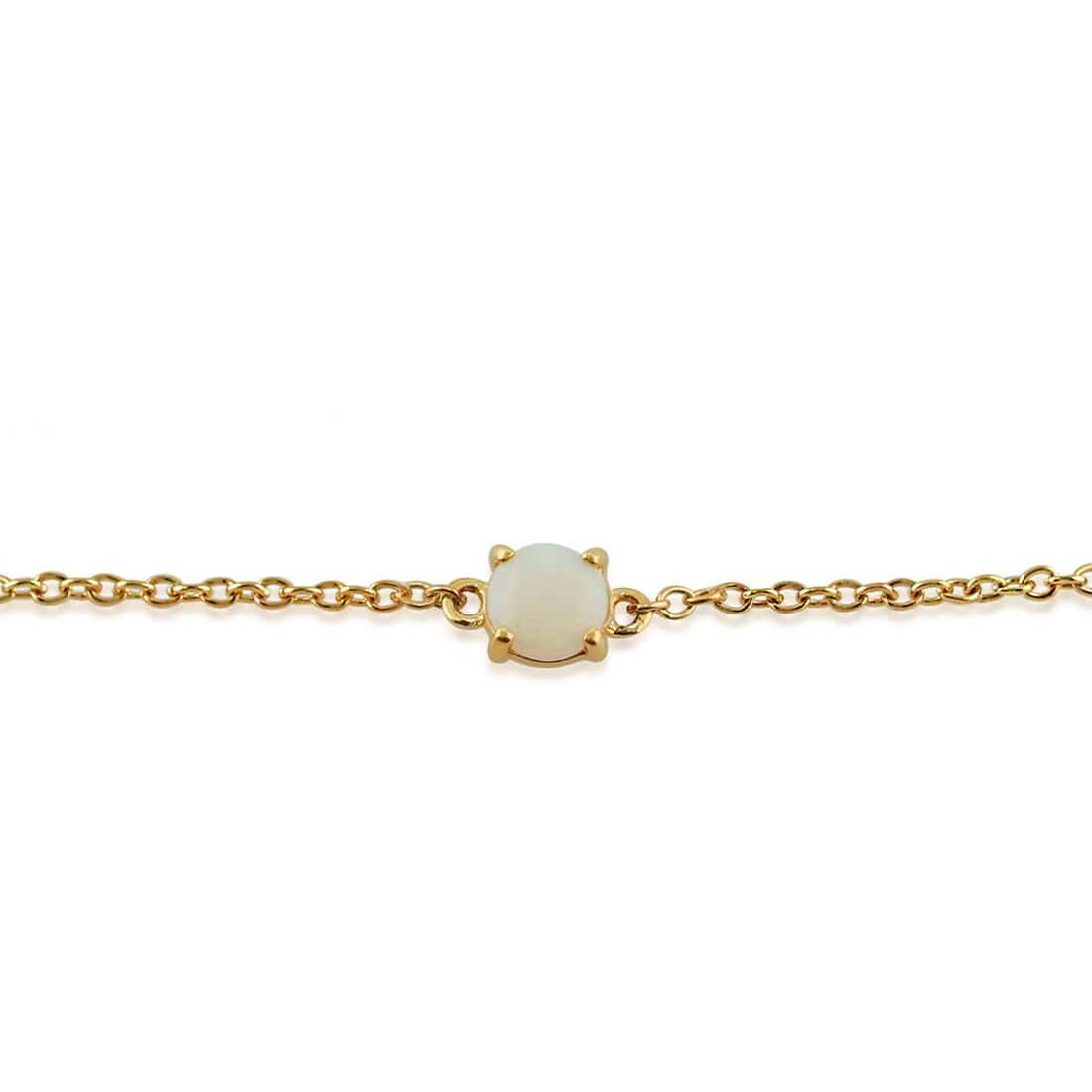 Classic Round Opal Cabochon Bracelet in 9ct Yellow Gold - Gemondo