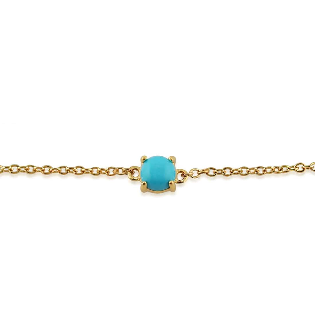 Classic Turquoise Cabochon Bracelet in 9ct Yellow Gold - Gemondo