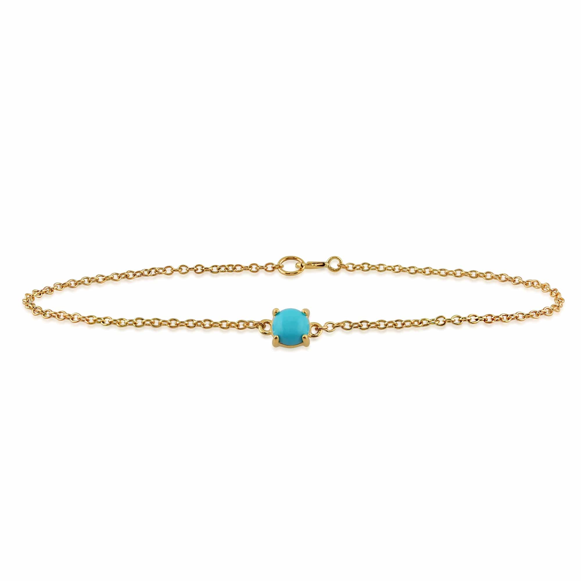 Classic Turquoise Cabochon Bracelet in 9ct Yellow Gold - Gemondo