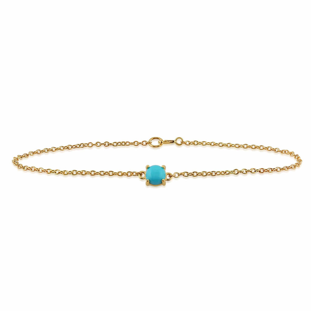 Classic Turquoise Cabochon Bracelet 9ct Yellow Gold