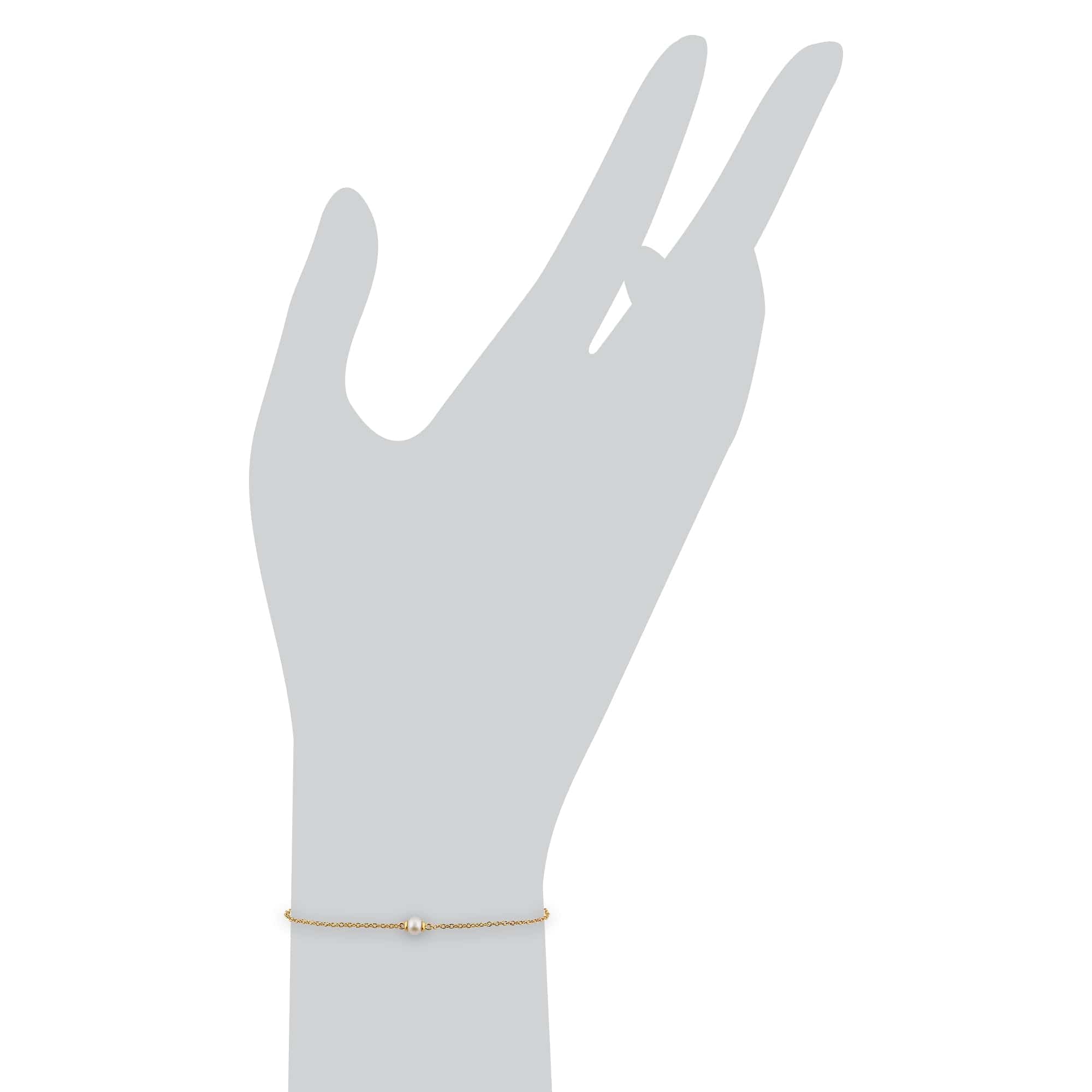Classic Full Round Freshwater Pearl Bracelet in 9ct Yellow Gold - Gemondo