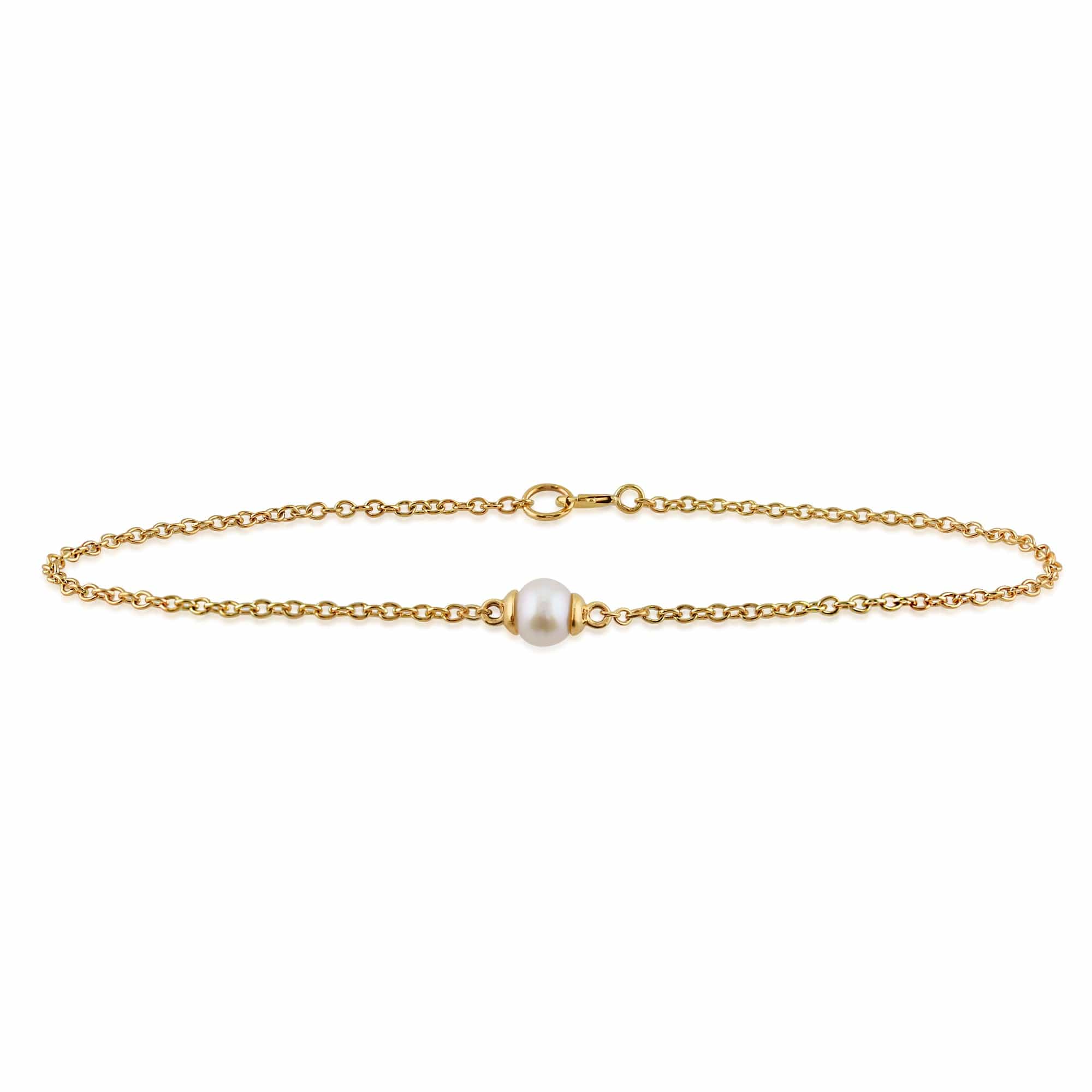 Classic Full Round Freshwater Pearl Bracelet in 9ct Yellow Gold - Gemondo