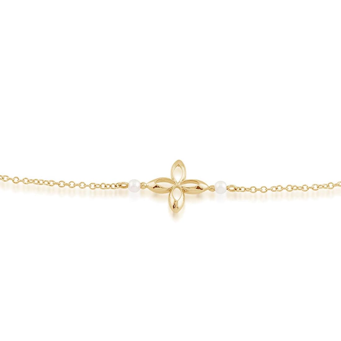 Gemondo 9ct Yellow Gold 0.20ct Pearl Ixora Flower Bracelet Image