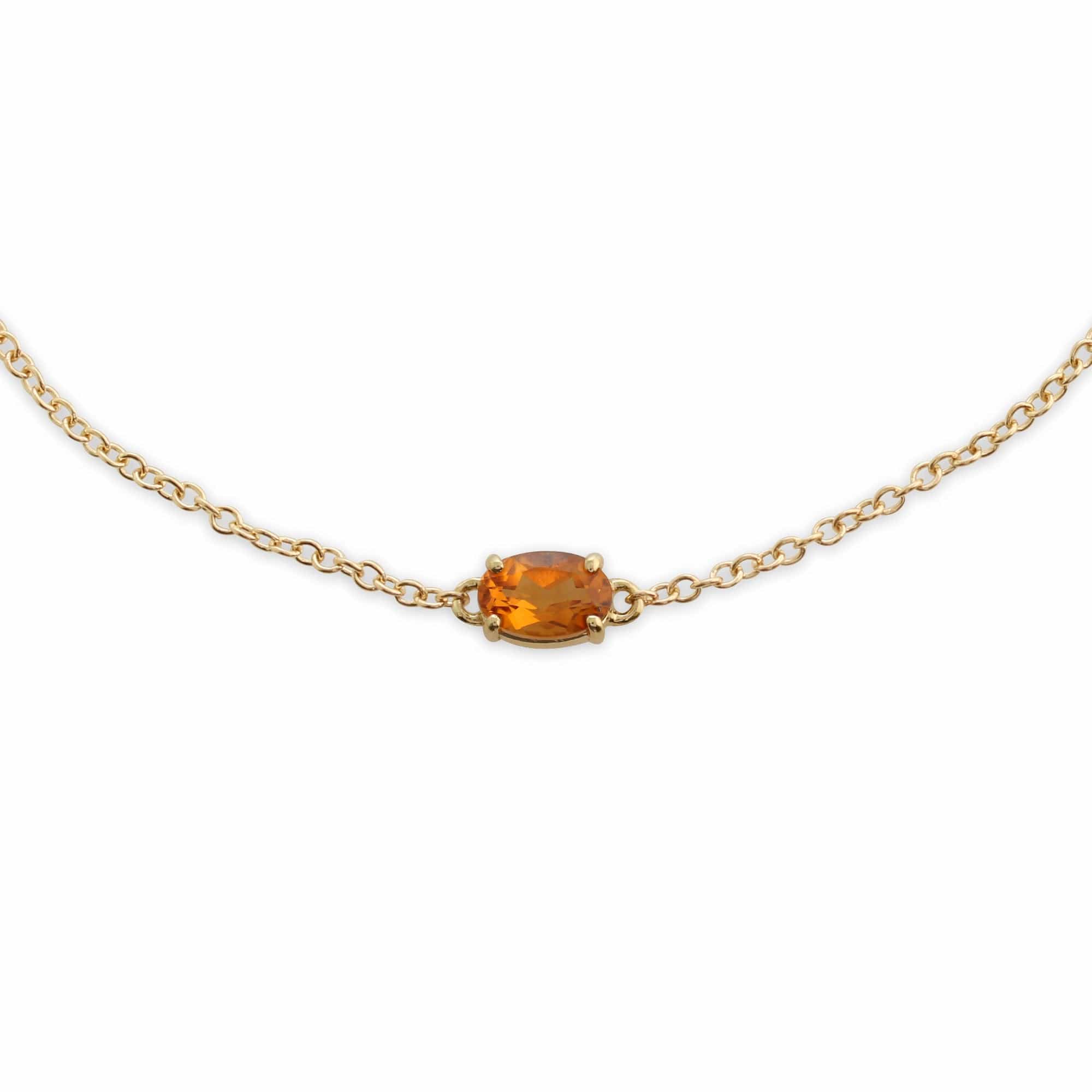 Classic Oval Citrine Single Stone Bracelet in 9ct Yellow Gold - Gemondo