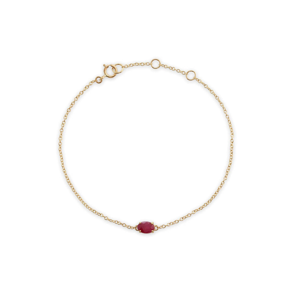 Classic Oval Ruby Single Stone Bracelet 9ct Yellow Gold