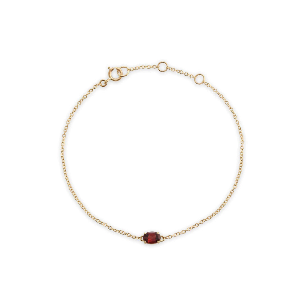 Classic Oval Garnet Single Stone Bracelet 9ct Yellow Gold