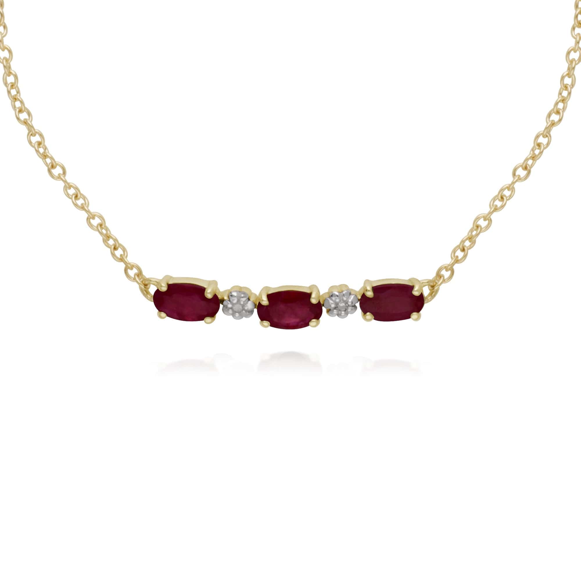 135L0263029 Classic Style Oval Ruby & Diamond Bracelet in 9ct Yellow Gold 2