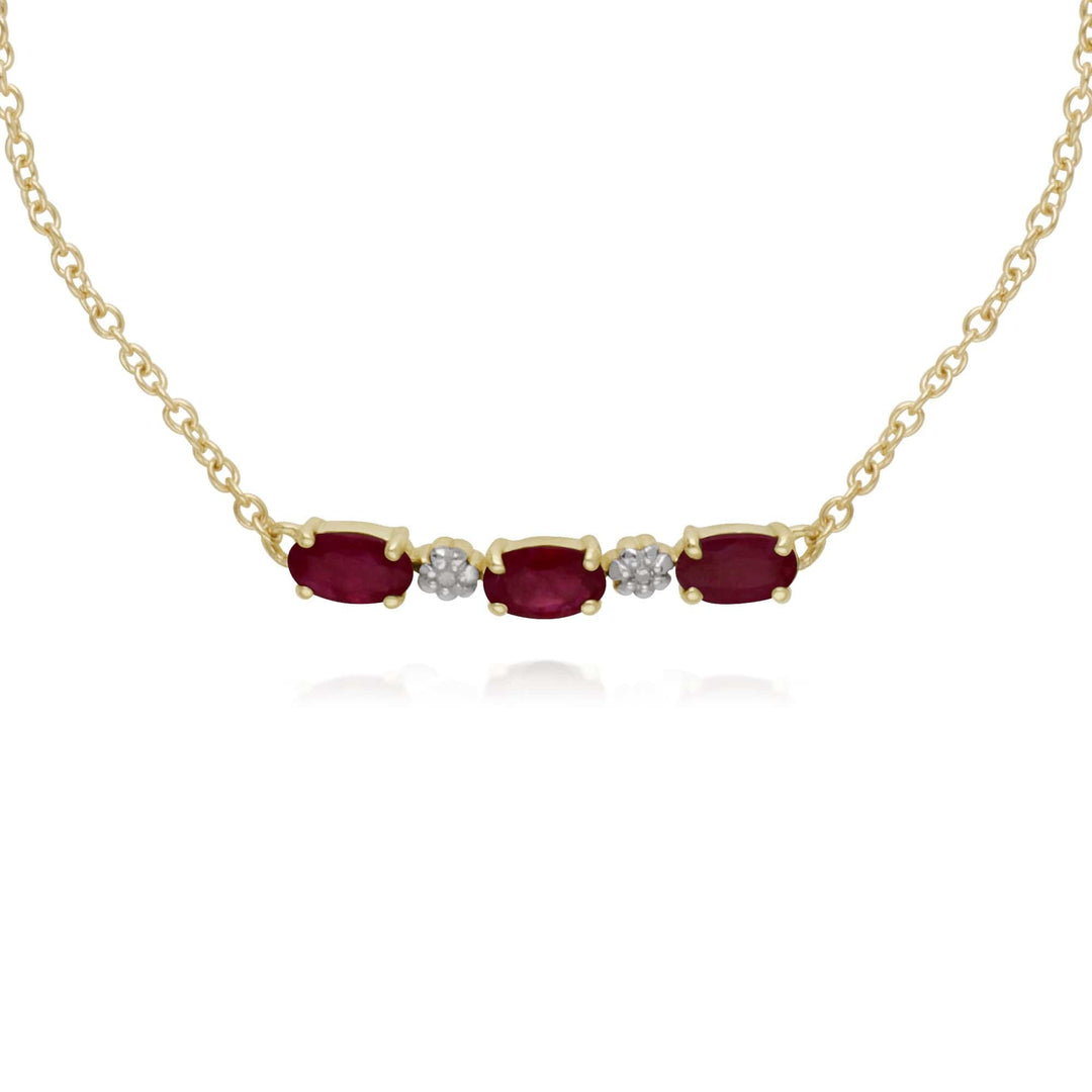 135L0263029 Classic Style Oval Ruby & Diamond Bracelet in 9ct Yellow Gold 2