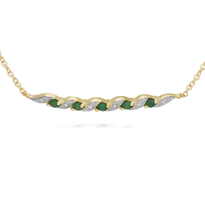 135L0265039 Classic Emerald & Diamond Spiral Bracelet in 9ct Yellow Gold 2