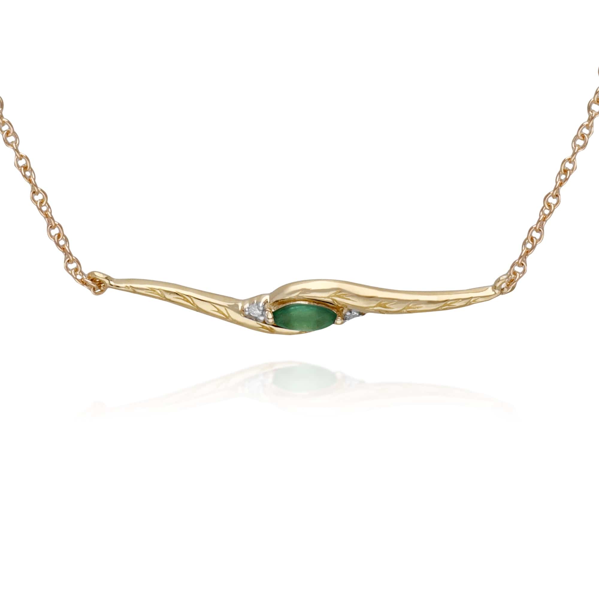 Classic Style Marquise Emerald & Diamond Bracelet in 9ct Yellow Gold - Gemondo