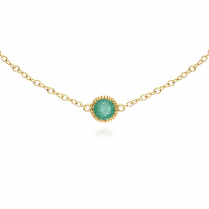 135L0288039 Classic Single Stone Round Emerald Milgrain Bracelet in 9ct Gold 2