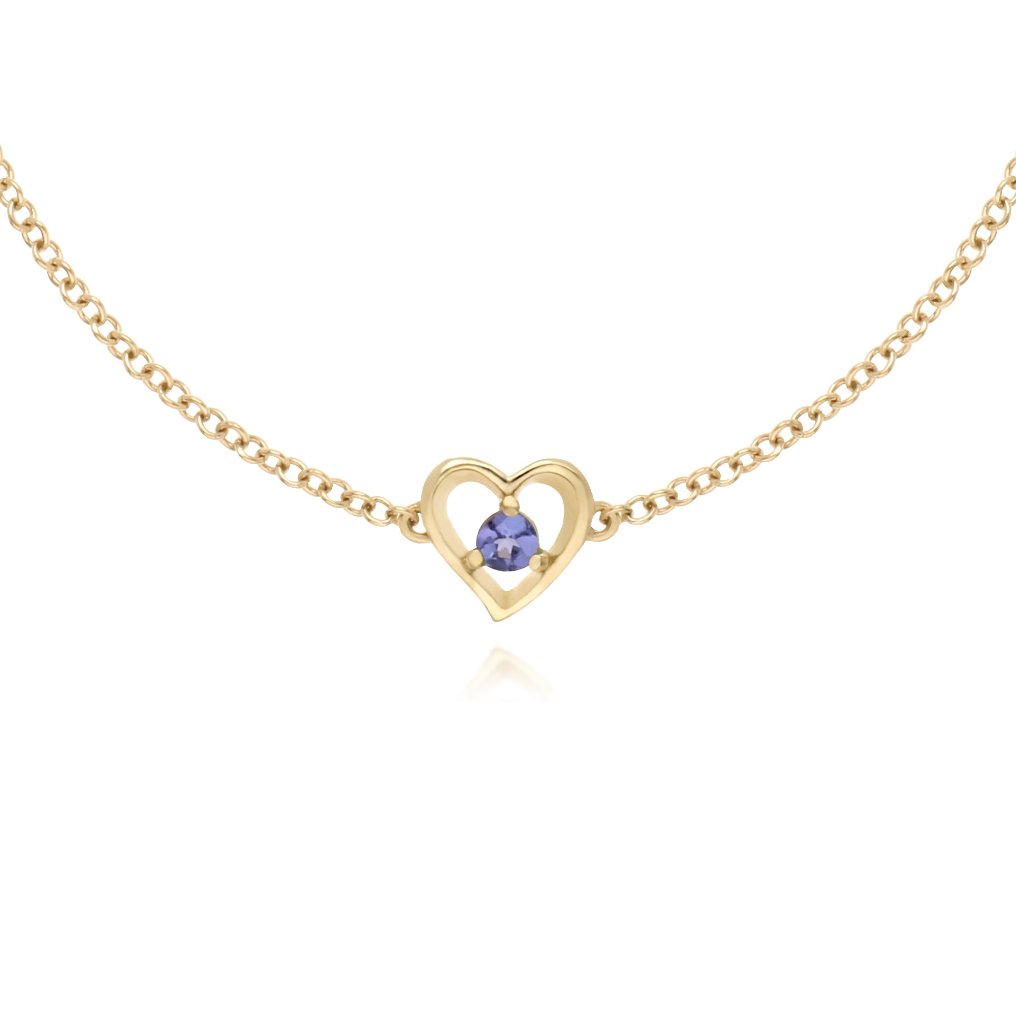Gemondo 9ct Yellow Gold Tanzanite Round Single Stone Heart 19cm Bracelet - Gemondo