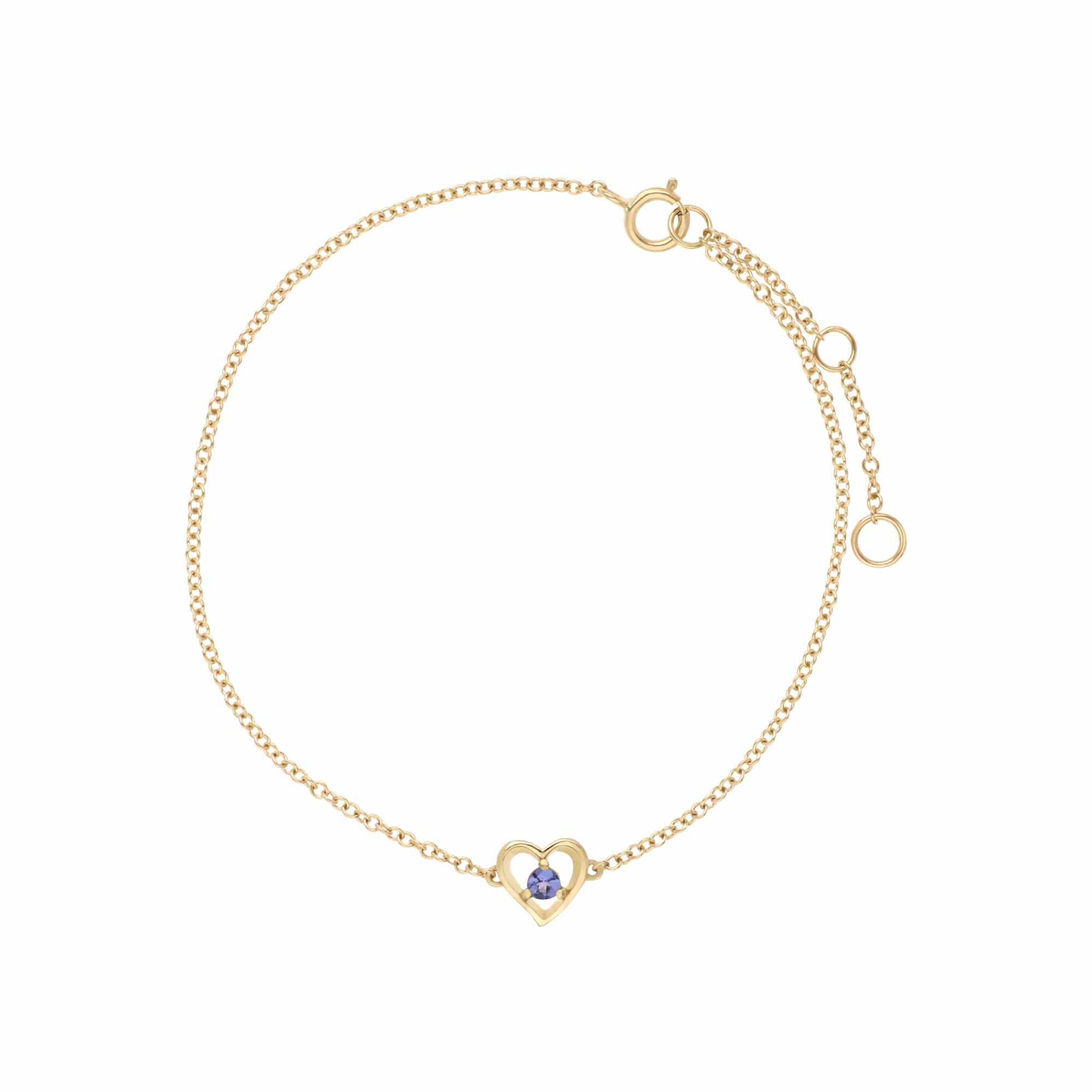 135L0290099 Gemondo 9ct Yellow Gold Tanzanite Round Single Stone Heart 19cm Bracelet 2