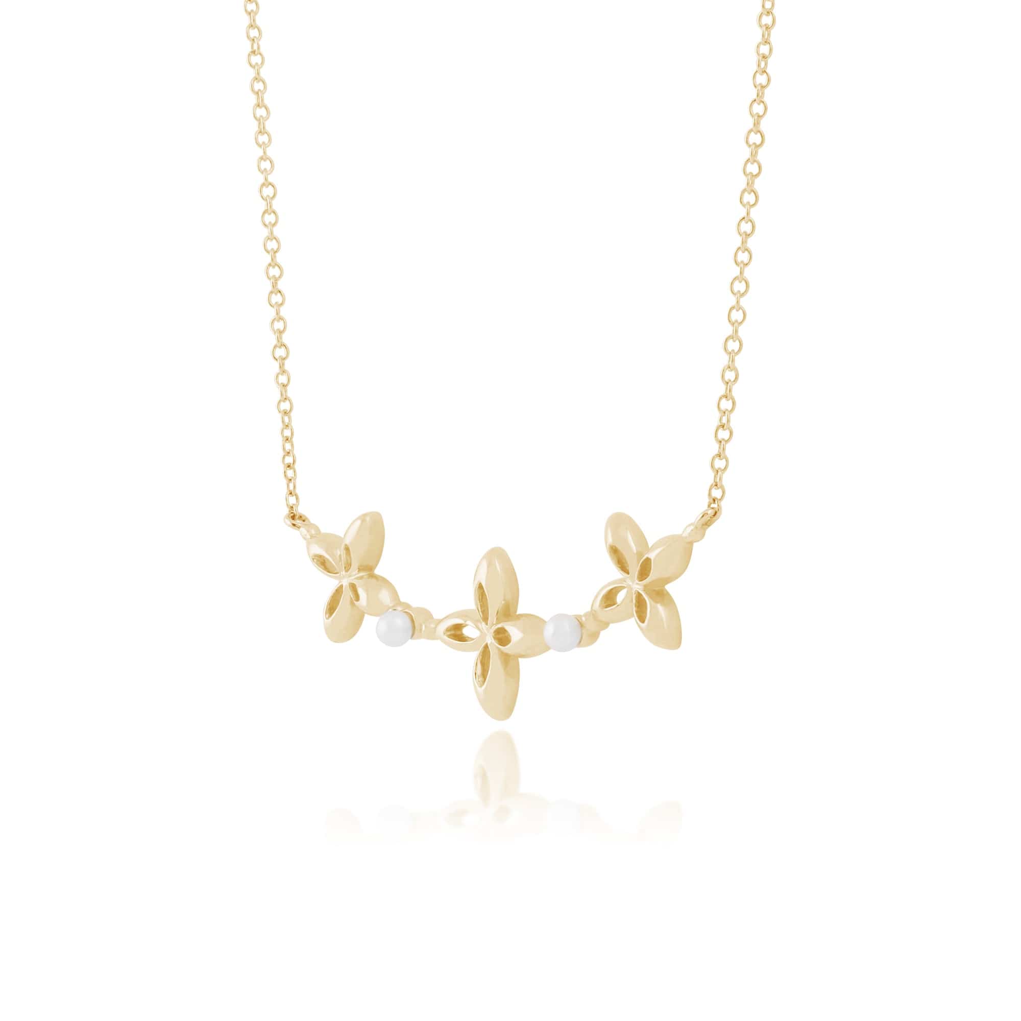 Pearl Ixora Flower Necklace In 9ct Yellow Gold Image 2