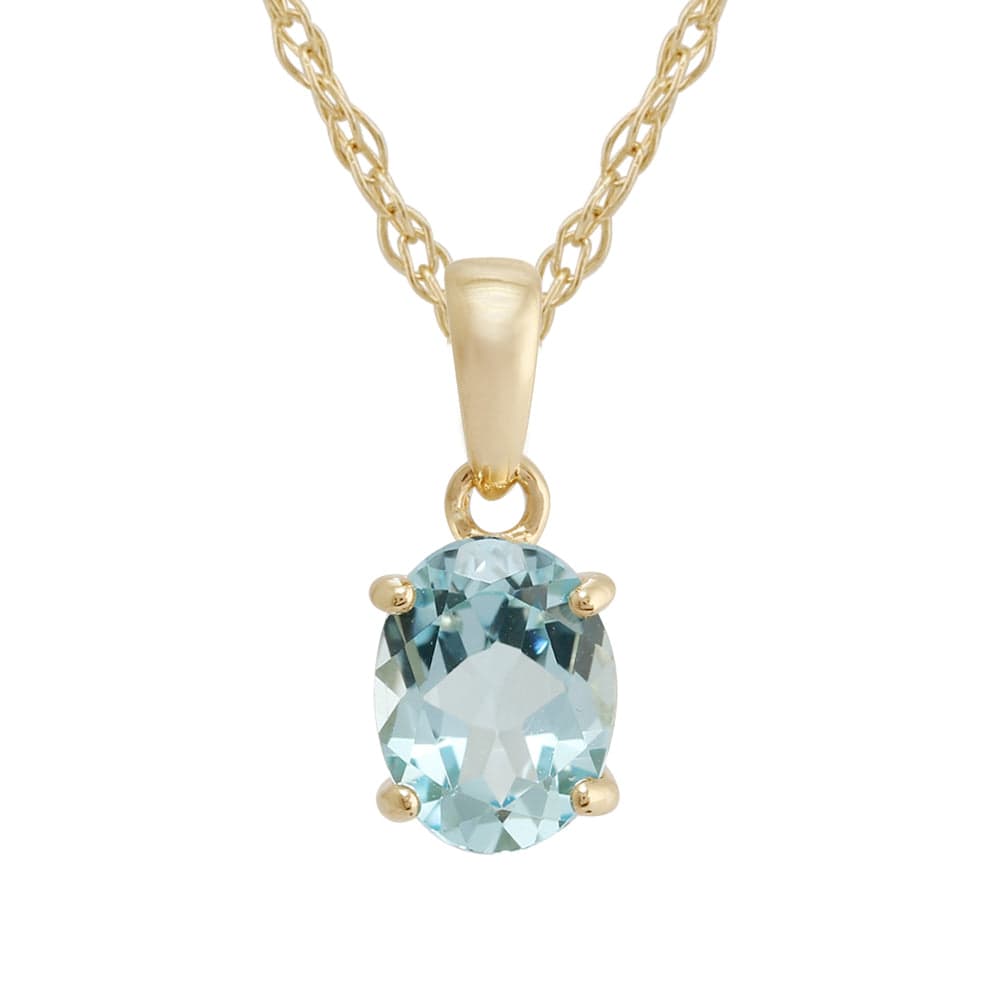 Classic Oval Blue Topaz Pendant in 9ct Yellow Gold - Gemondo