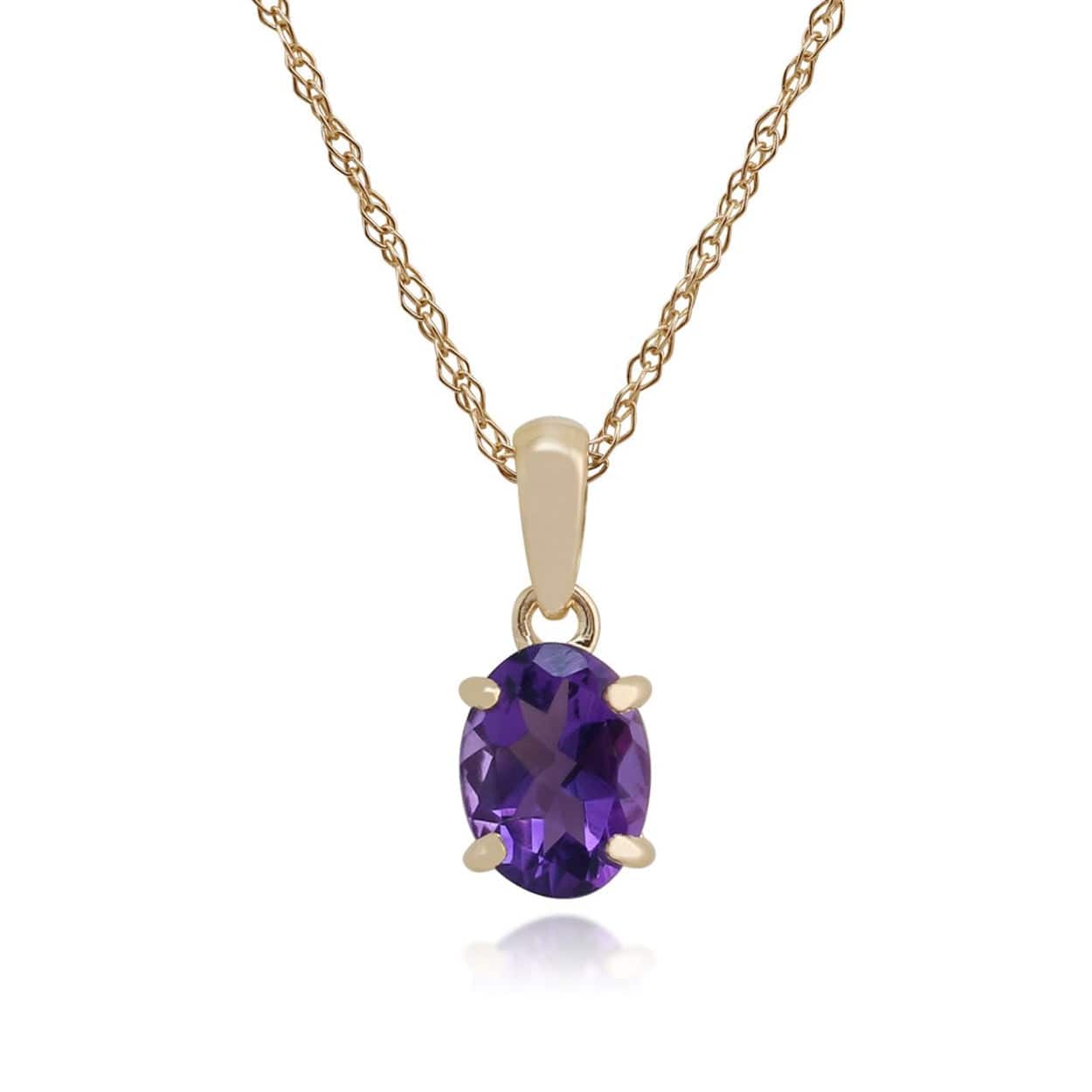 Classic Oval Amethyst Pendant in 9ct Yellow Gold - Gemondo