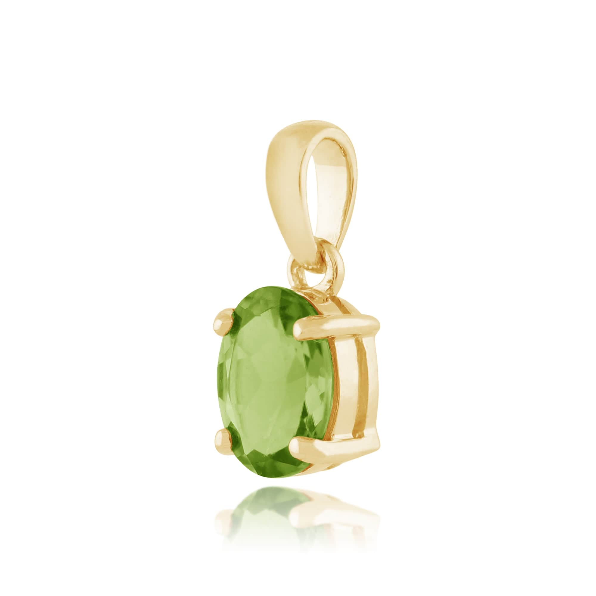Classic Oval Peridot Pendant in 9ct Yellow Gold - Gemondo