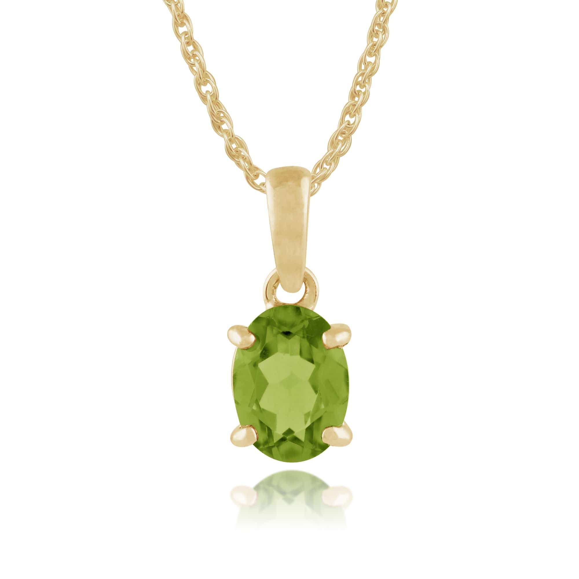 Classic Oval Peridot Pendant in 9ct Yellow Gold - Gemondo