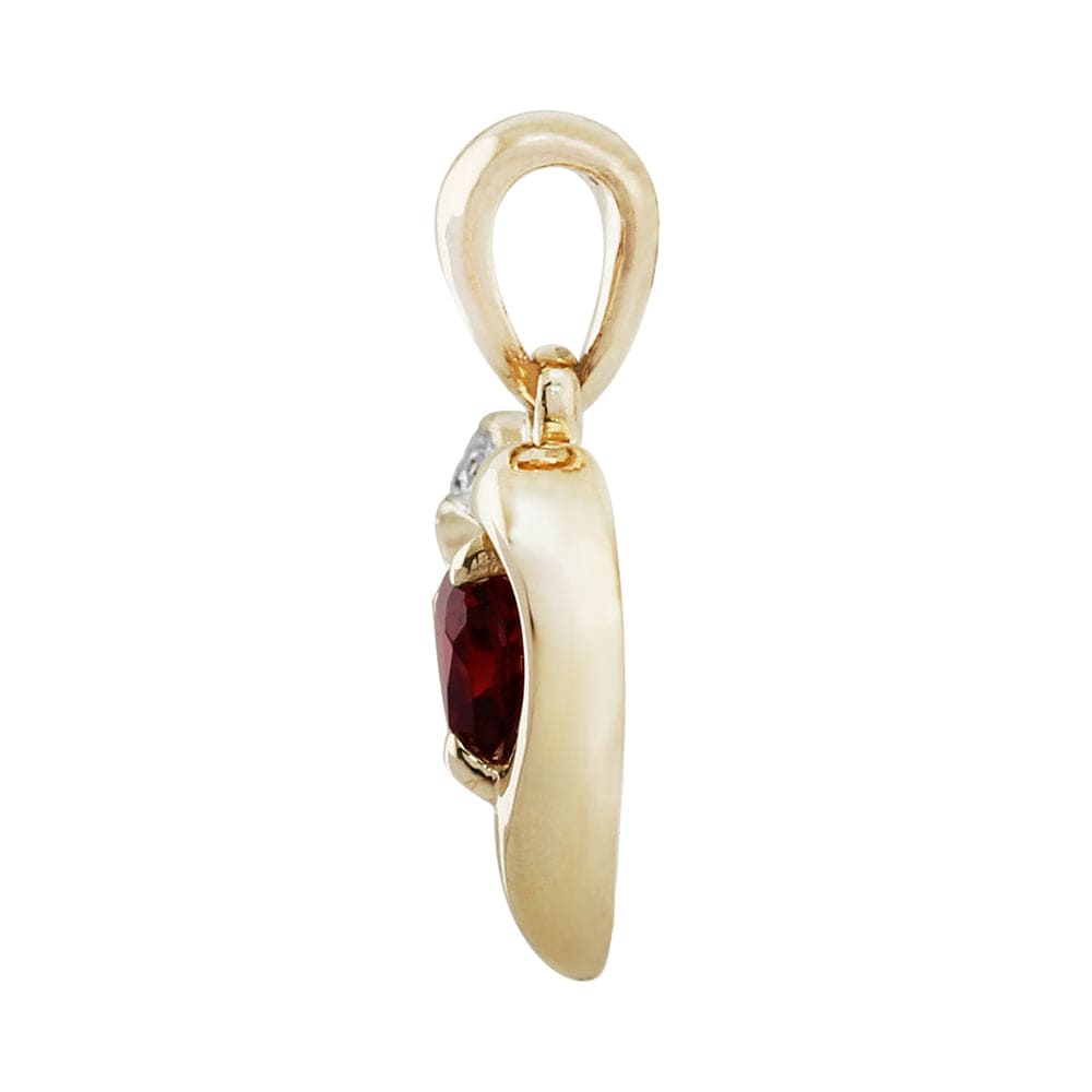 22659 Classic Heart Garnet & Diamond Pendant in 9ct Yellow Gold 3