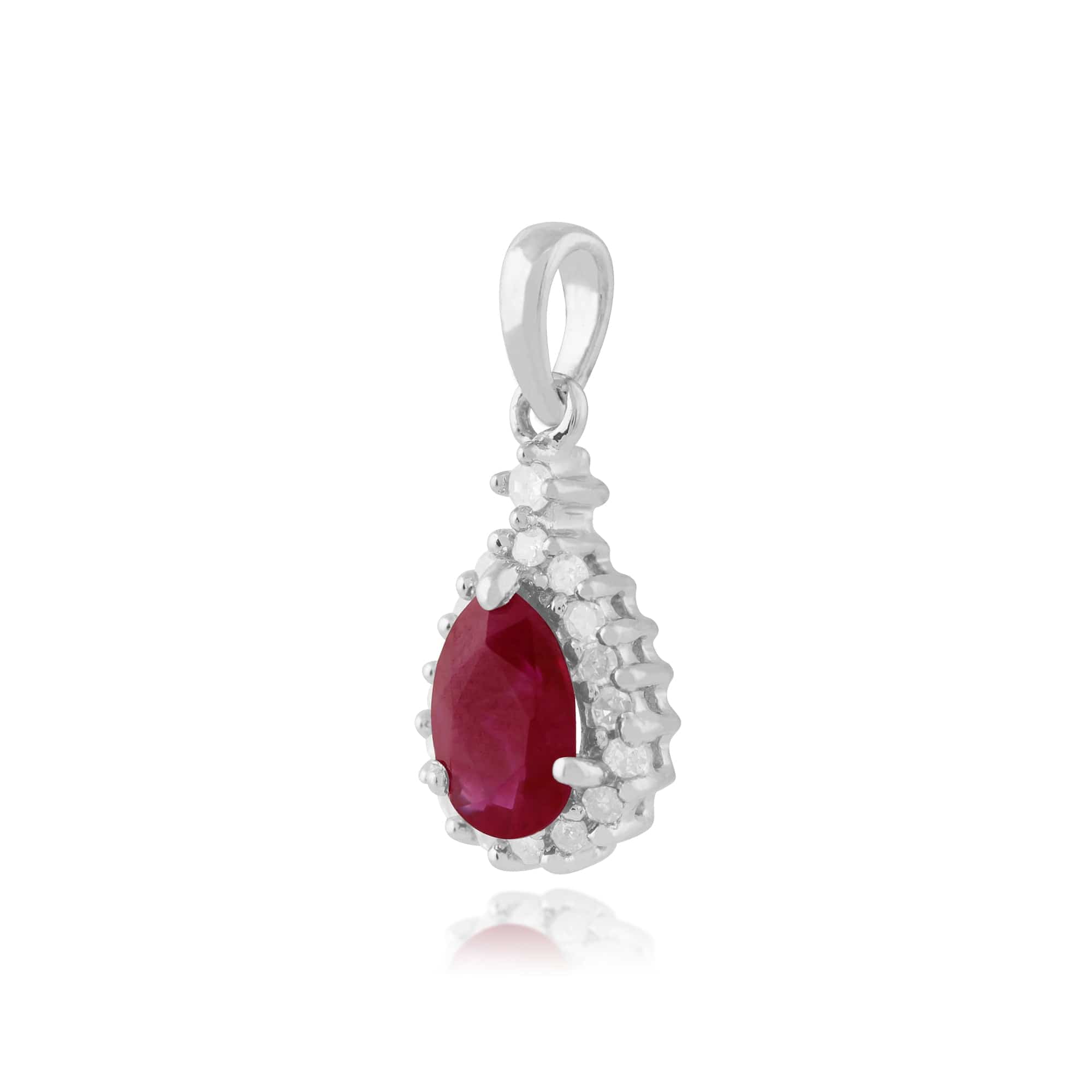 135P0565069 Classic Pear Ruby & Diamond Cluster Pendant in 9ct White Gold 2