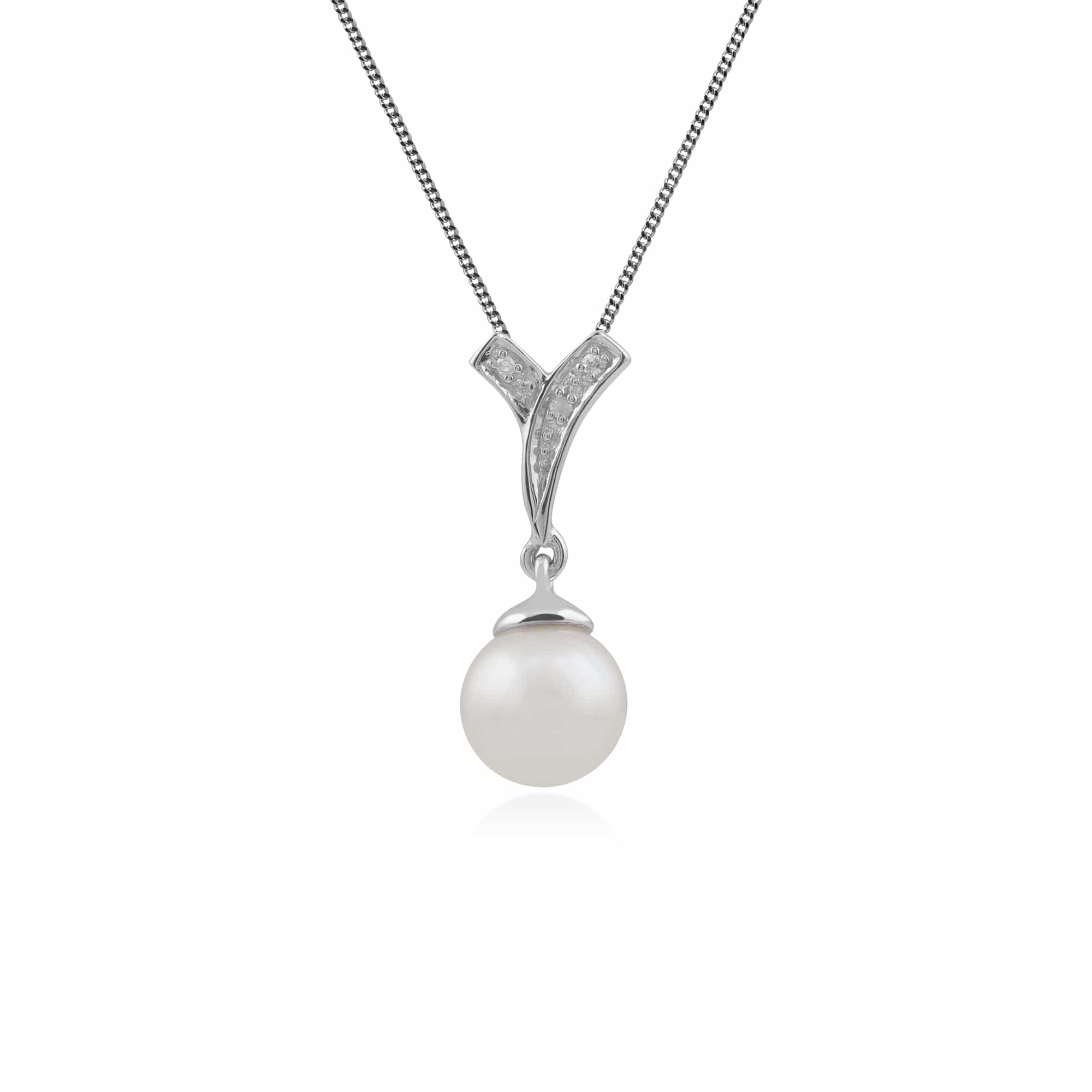 Gemondo 9ct White Gold 2.62ct Pearl & Diamond Pendant on 45cm Chain Image