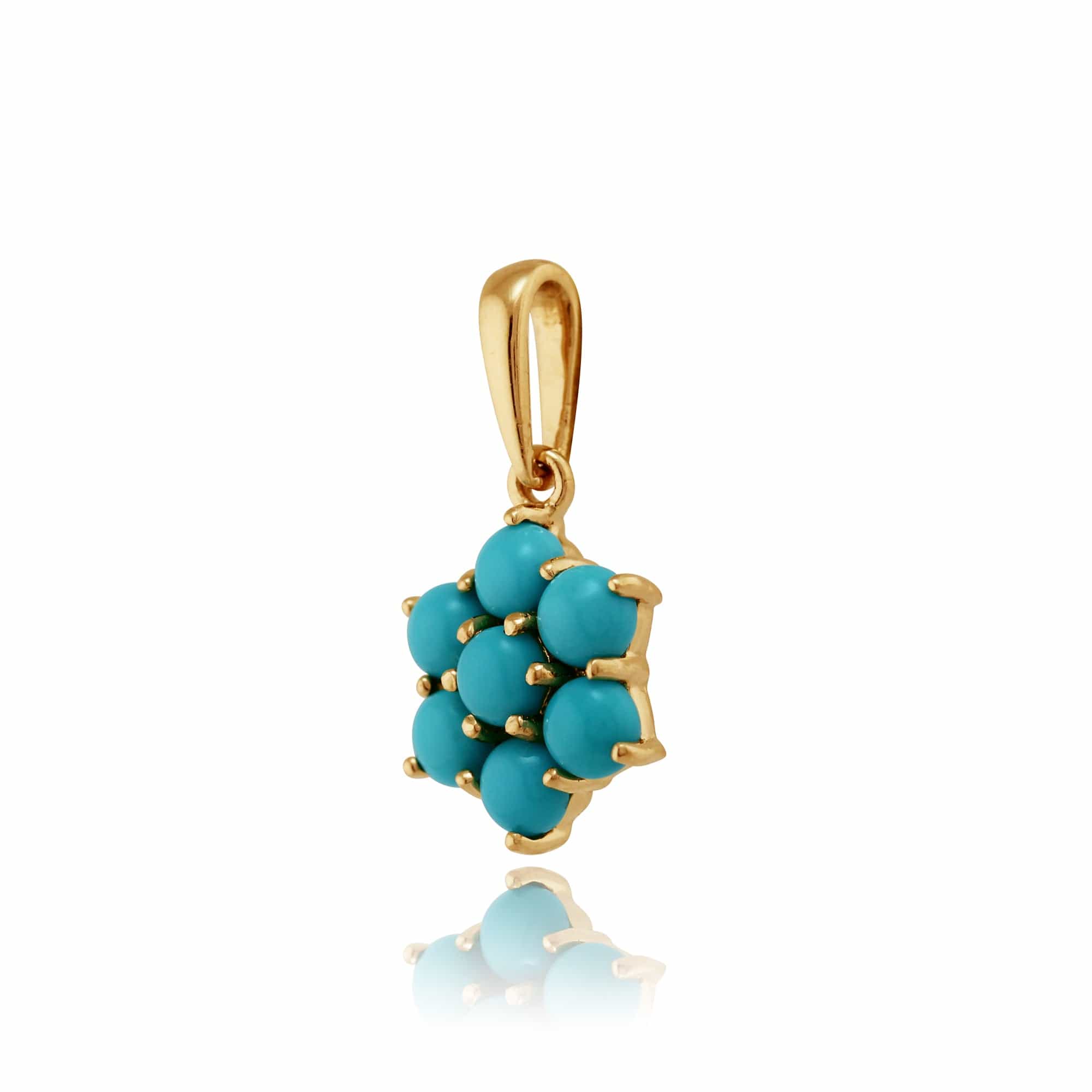135P1449039 Floral Turquoise Cabochon Pendant in 9ct Yellow Gold 3