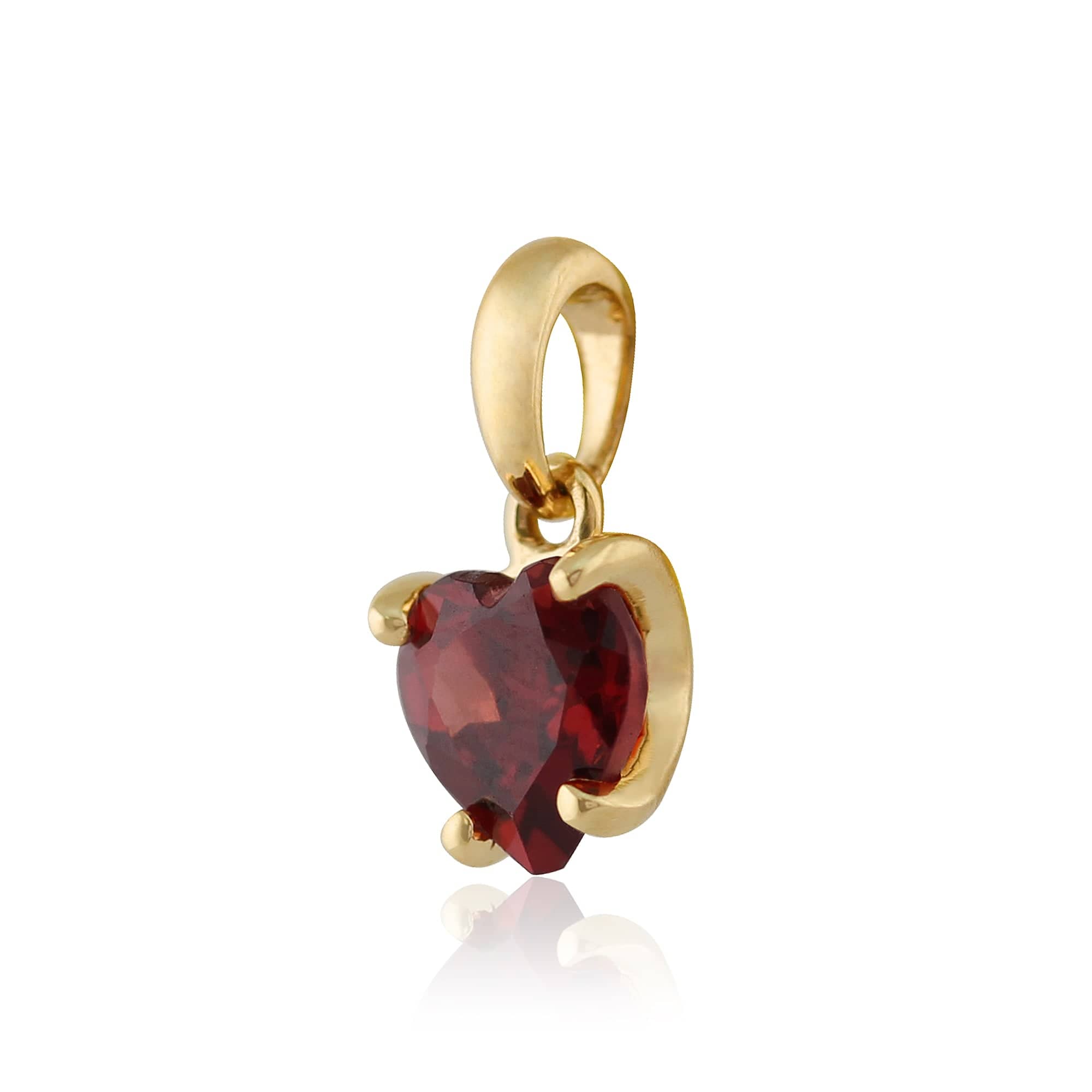 135P1463029 Classic Heart Garnet Pendant in 9ct Yellow Gold 2