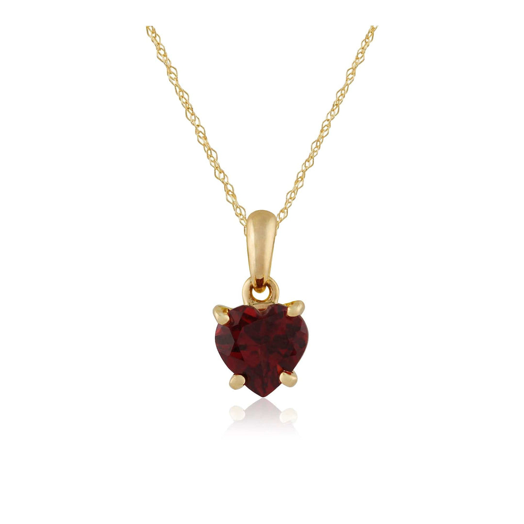 135P1463029 Classic Heart Garnet Pendant in 9ct Yellow Gold 1