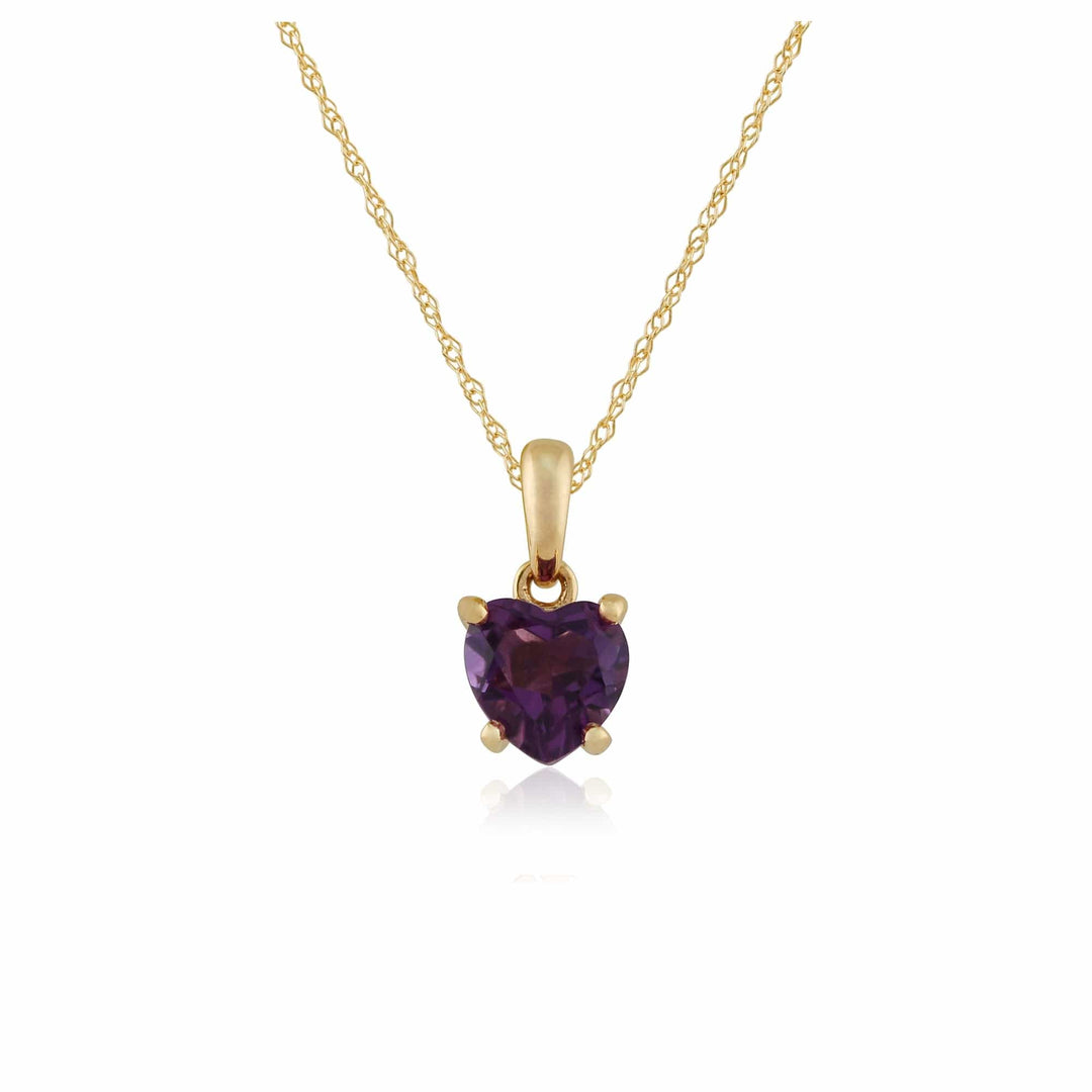 Classic Heart Amethyst Pendant in 9ct Yellow Gold - Gemondo