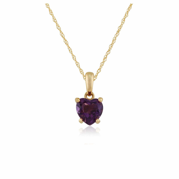 Classic Heart Amethyst Pendant in 9ct Yellow Gold - Gemondo