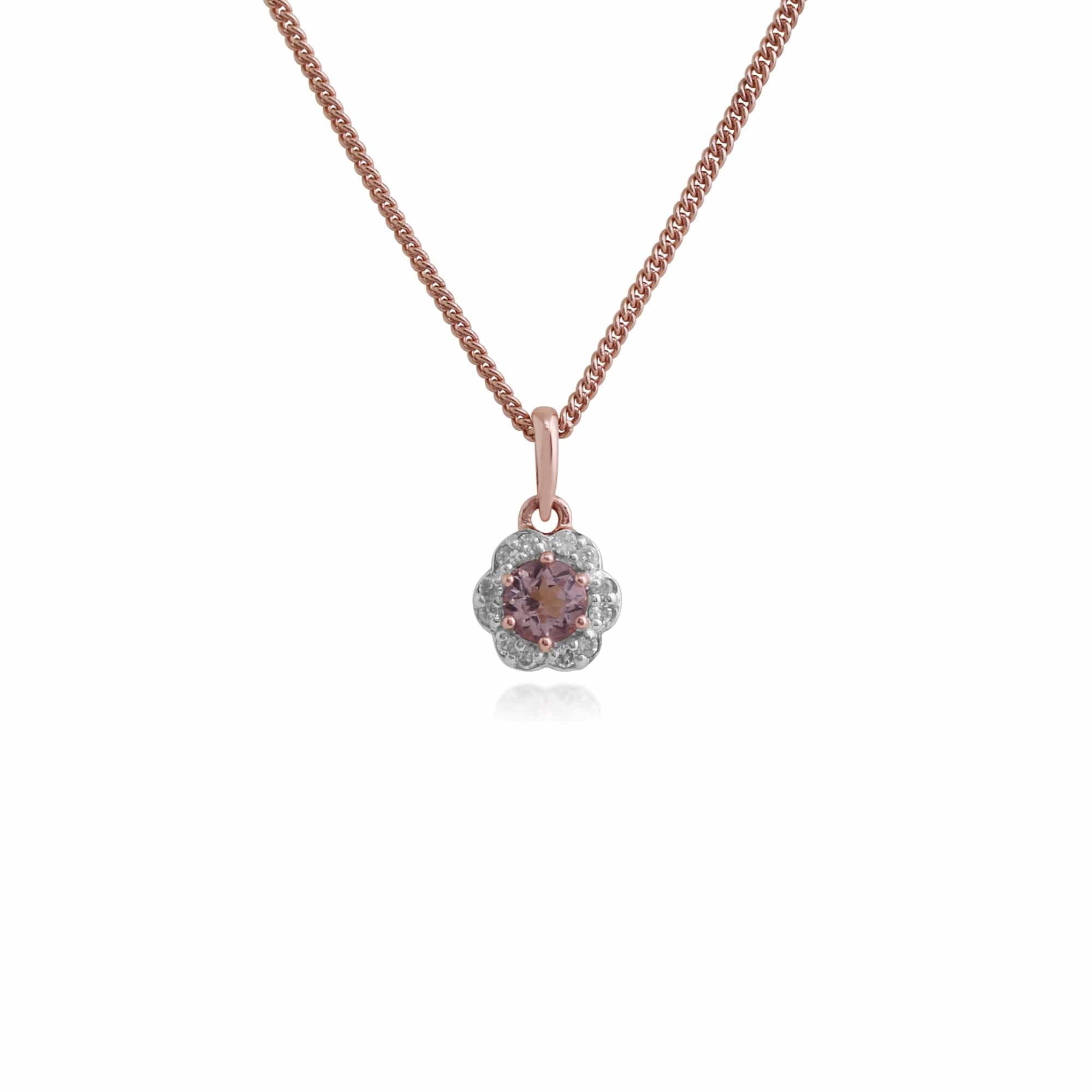 Floral Round Morganite & Diamond Pendant & Ring Set in 9ct Rose Gold - Gemondo